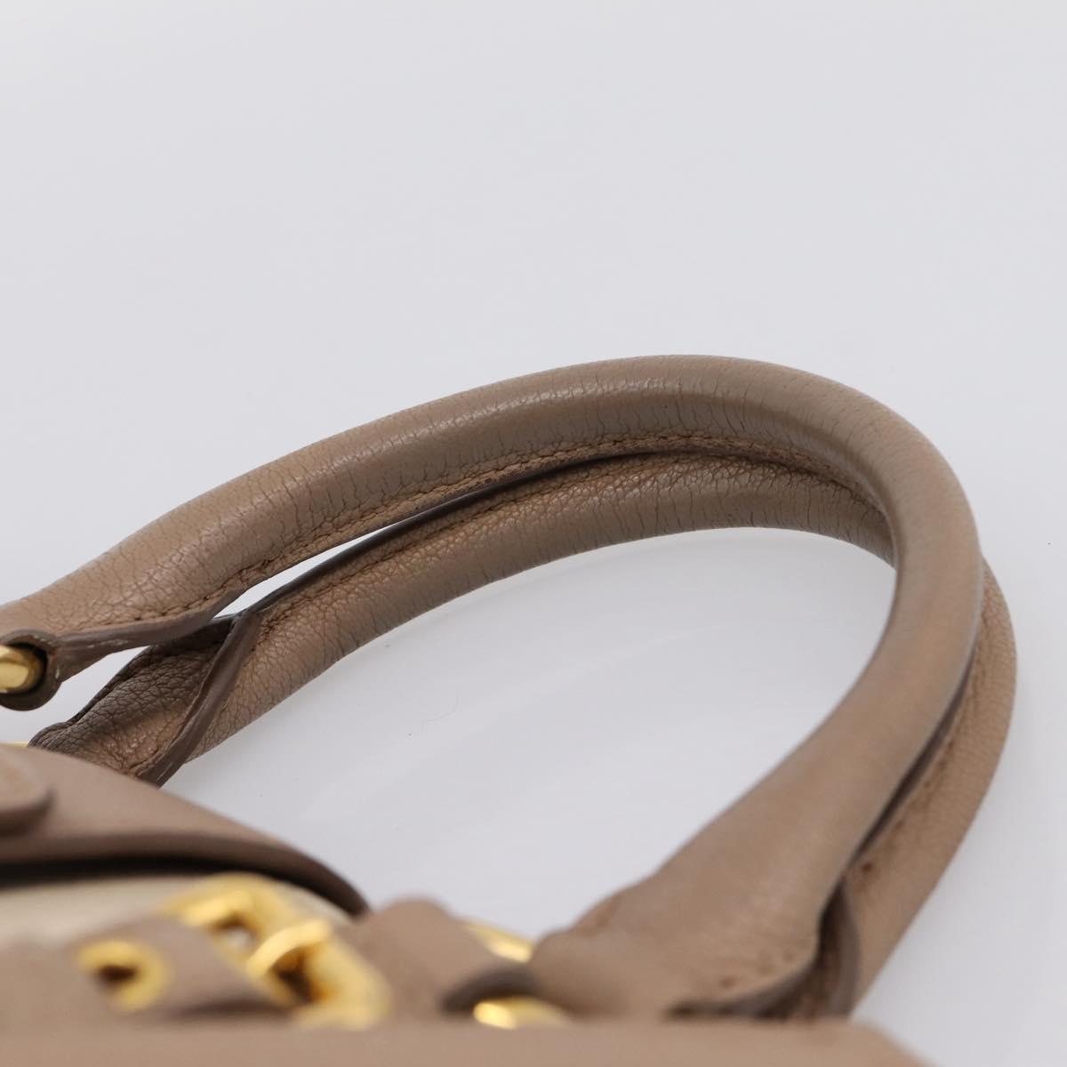 Miu Miu Hand Bag Leather 2way Beige Gold Auth ka5783A