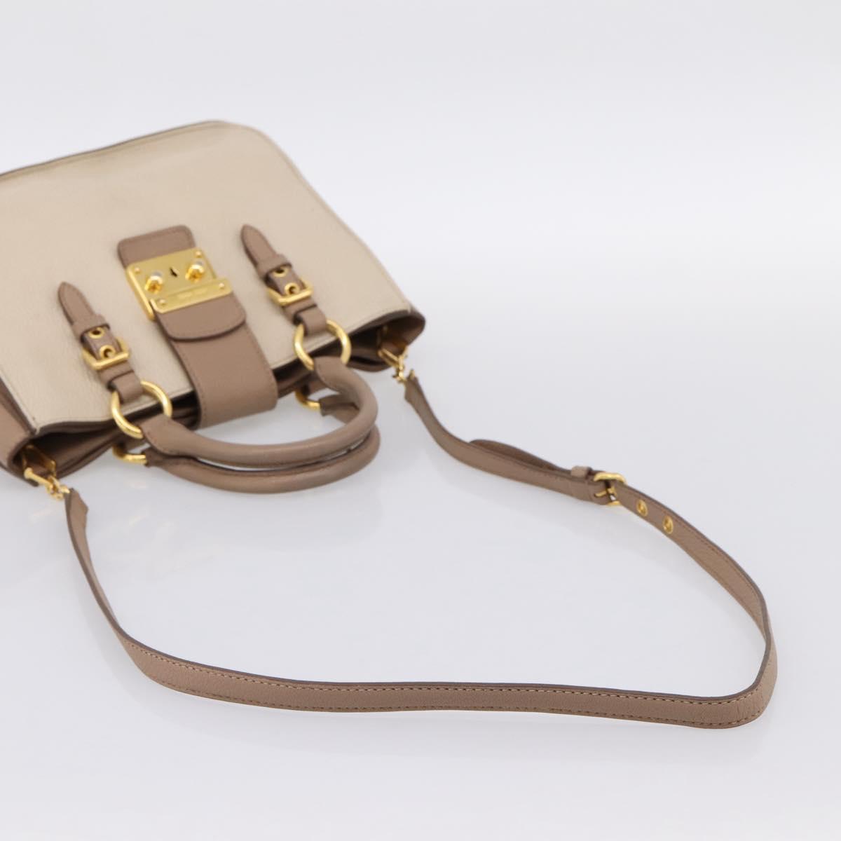 Miu Miu Hand Bag Leather 2way Beige Gold Auth ka5783A
