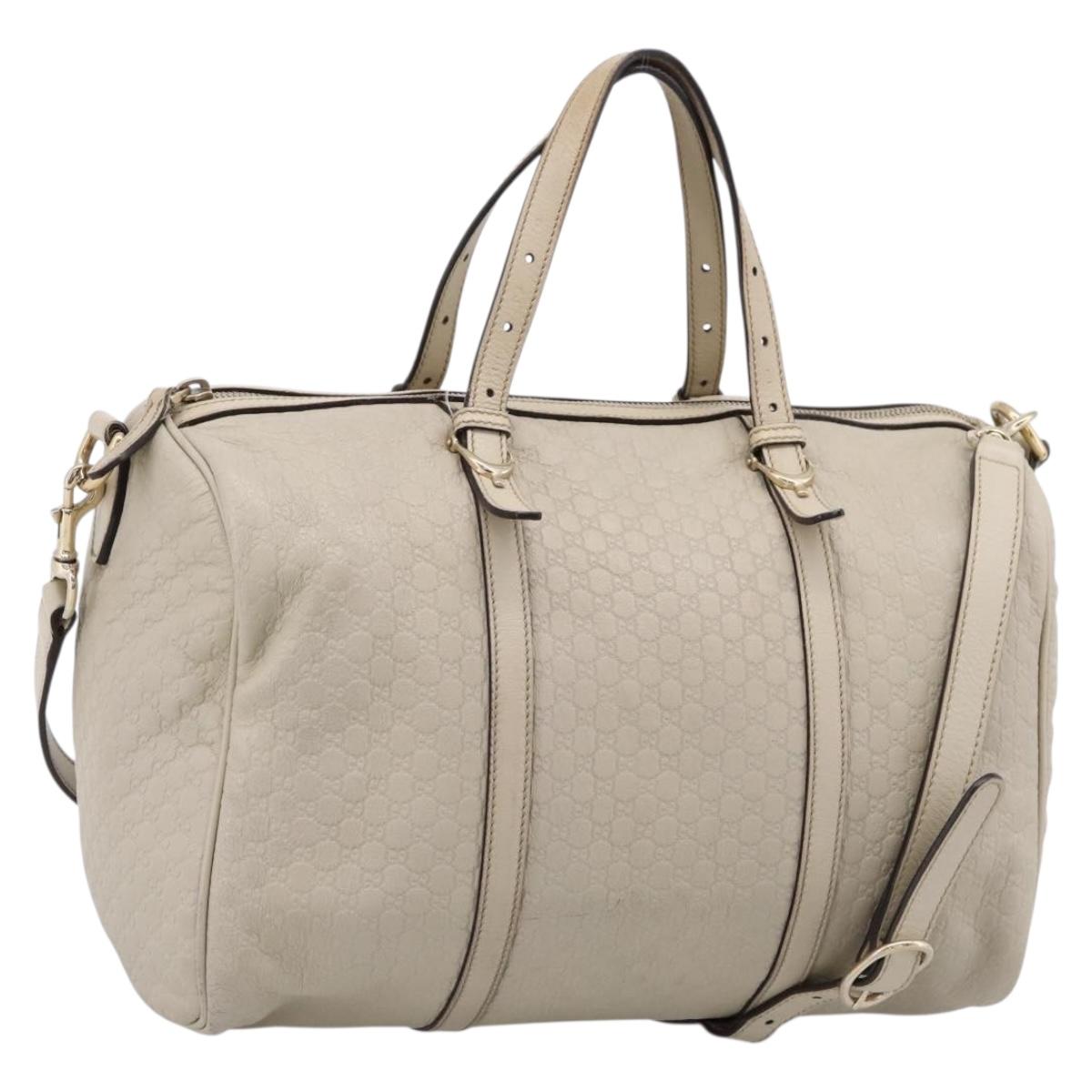 GUCCI Micro GG Canvas Guccissima Bag Leather 2way Beige 322231 Auth ka5784