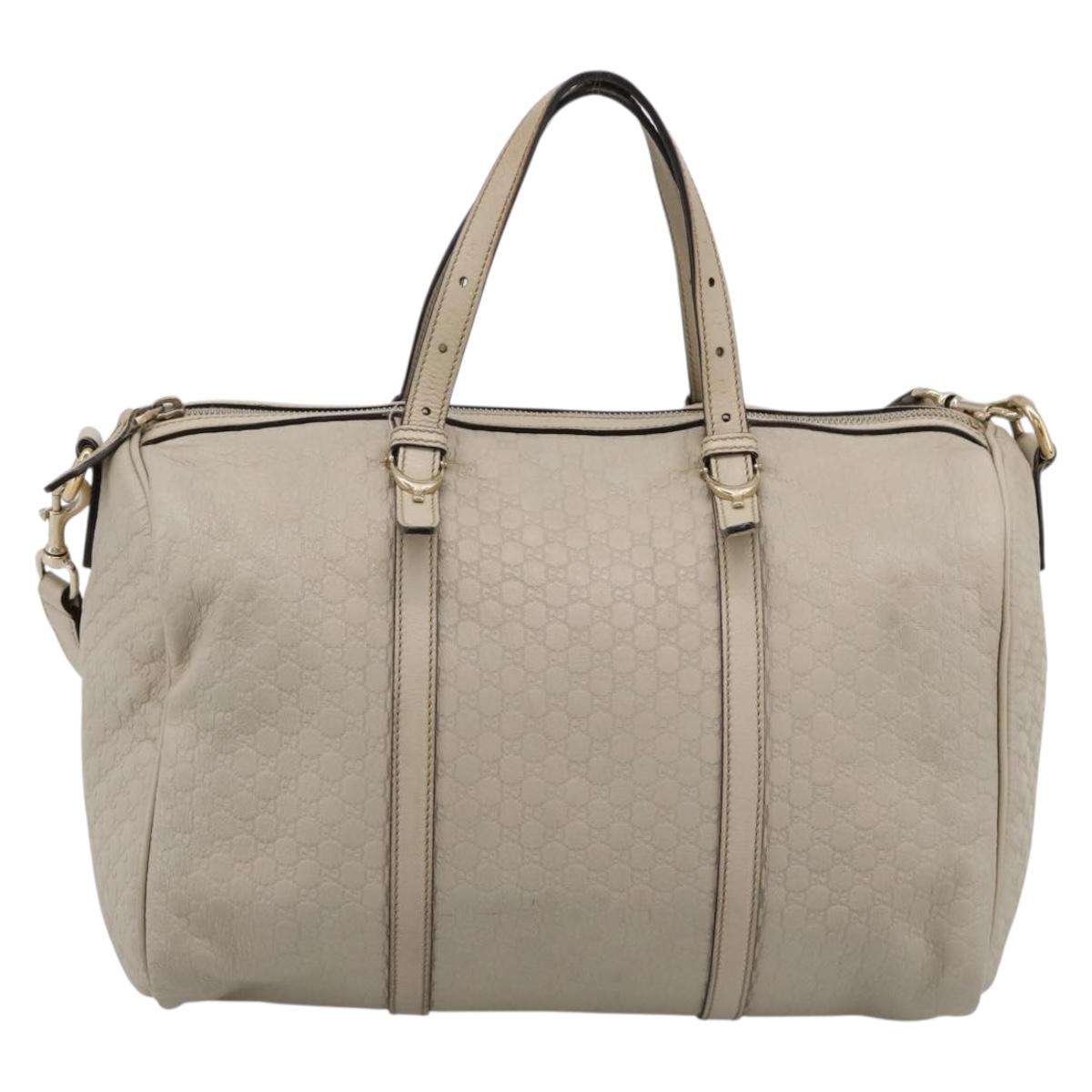 GUCCI Micro GG Canvas Guccissima Bag Leather 2way Beige 322231 Auth ka5784
