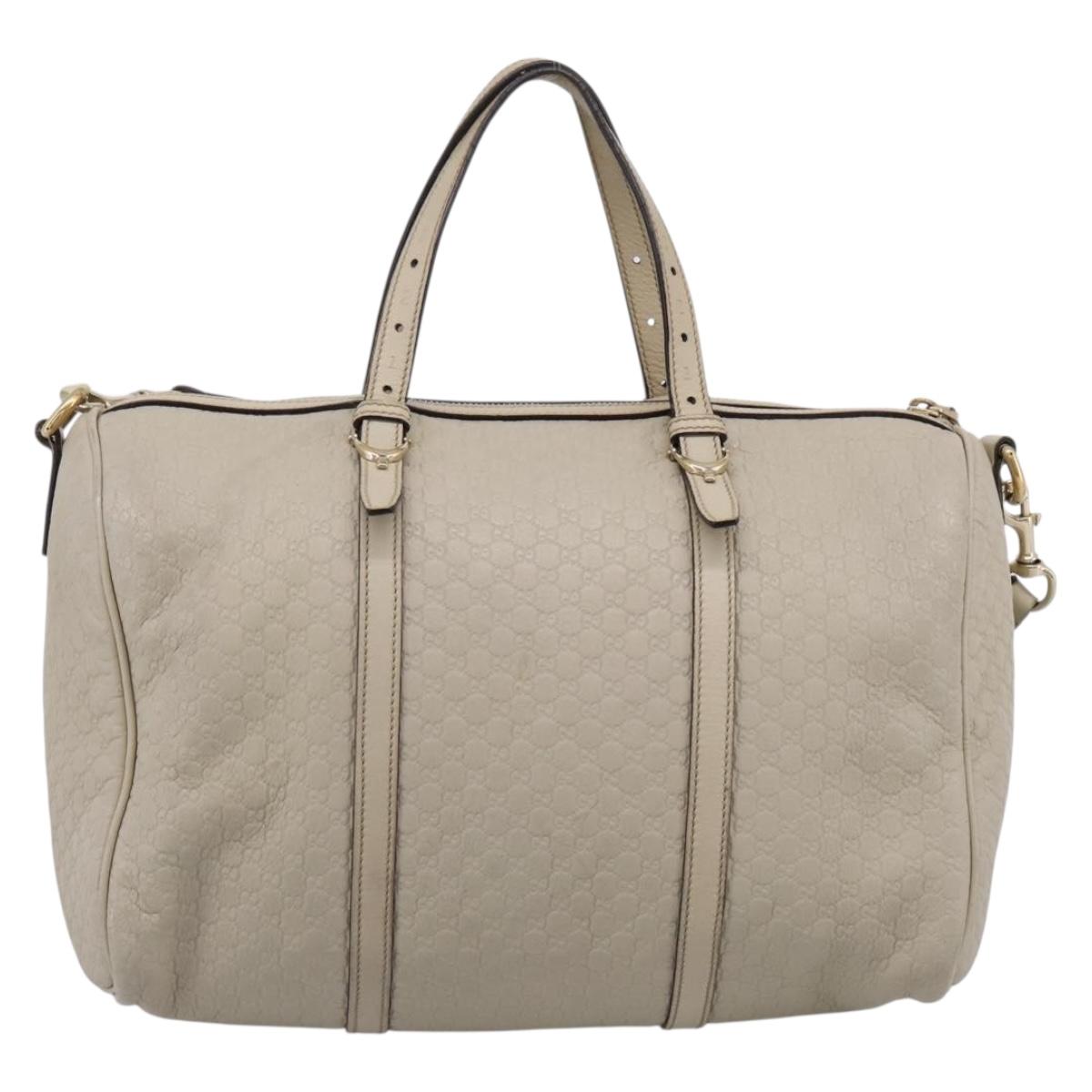 GUCCI Micro GG Canvas Guccissima Bag Leather 2way Beige 322231 Auth ka5784