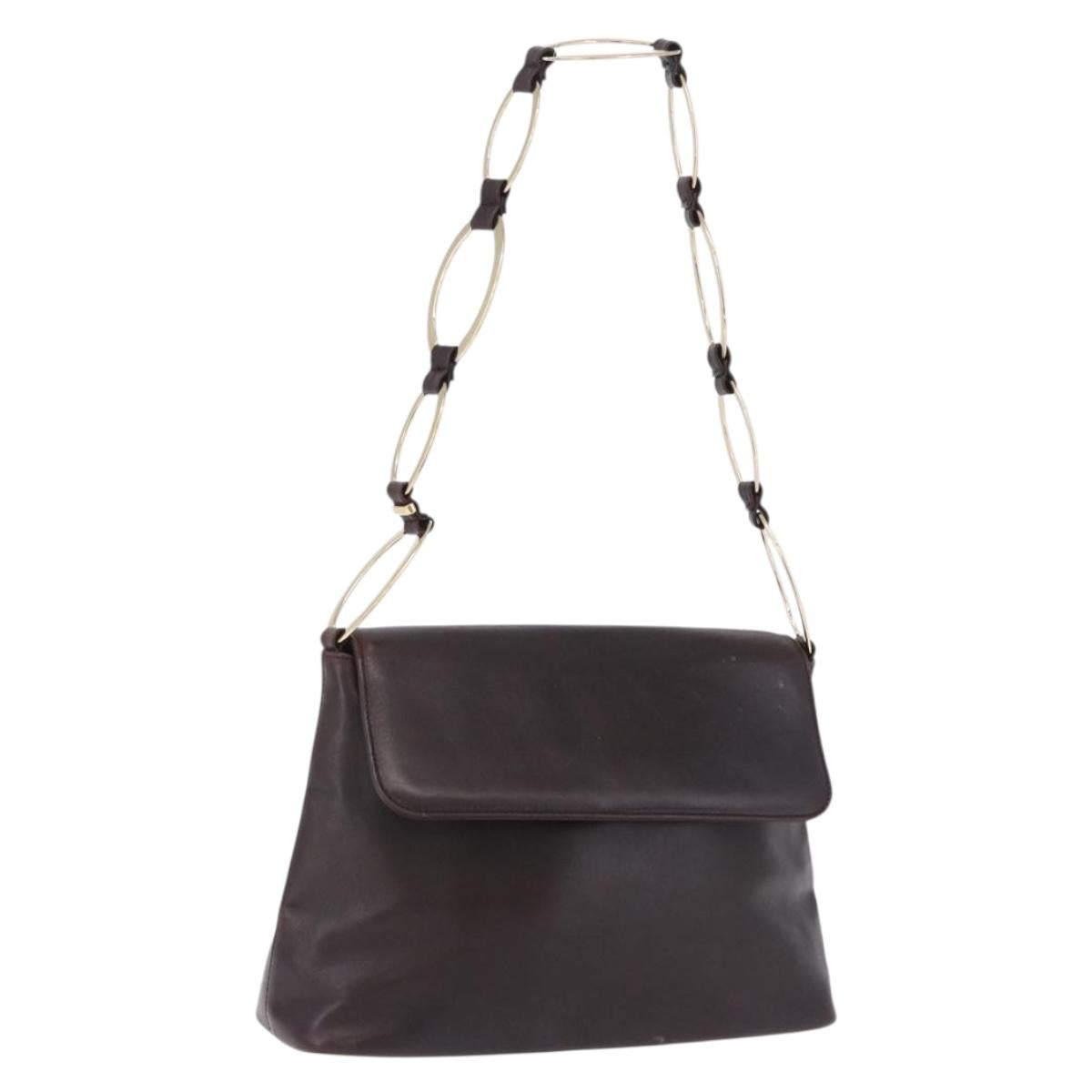 GUCCI Shoulder Bag Leather Black Gold 001 3444 1804 Auth ka5785