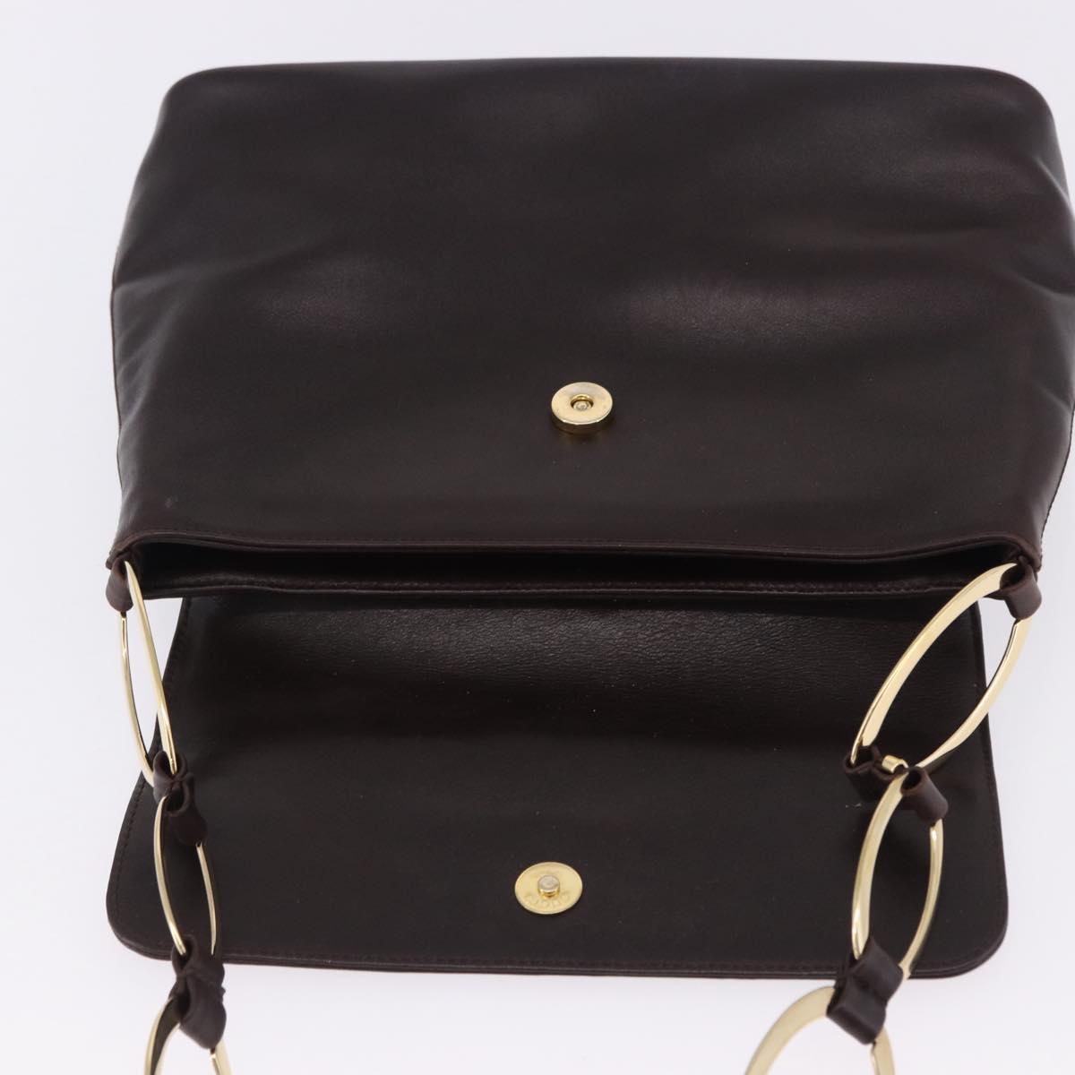 GUCCI Shoulder Bag Leather Black Gold 001 3444 1804 Auth ka5785