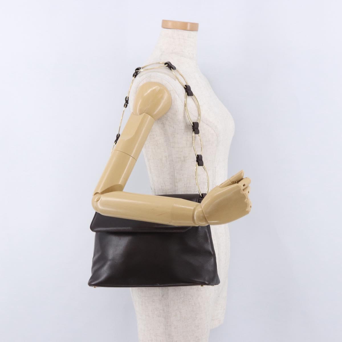 GUCCI Shoulder Bag Leather Black Gold 001 3444 1804 Auth ka5785