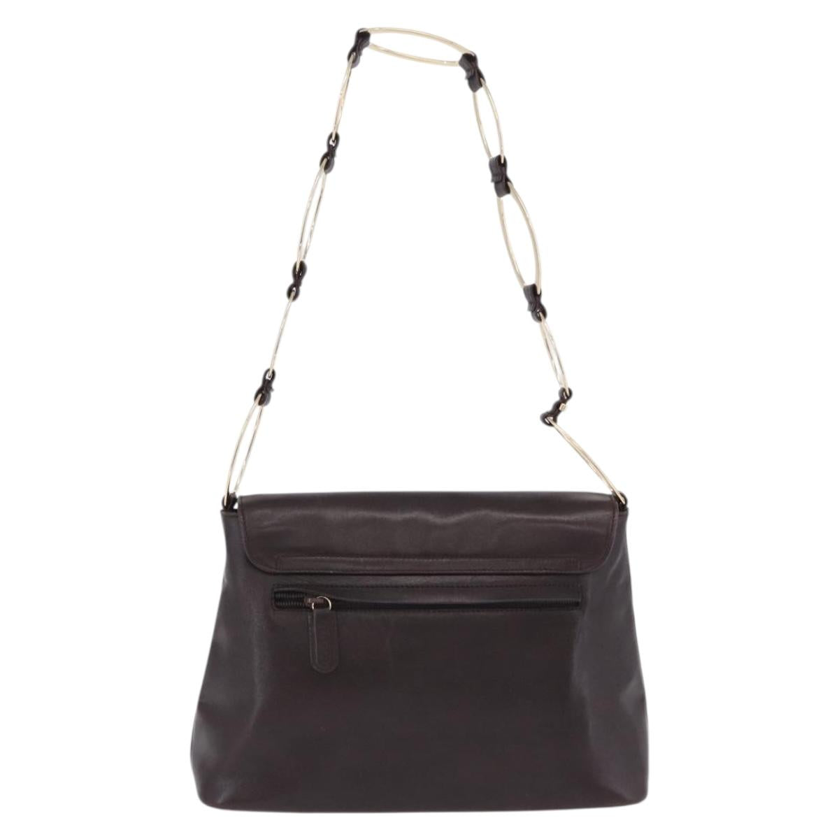 GUCCI Shoulder Bag Leather Black Gold 001 3444 1804 Auth ka5785