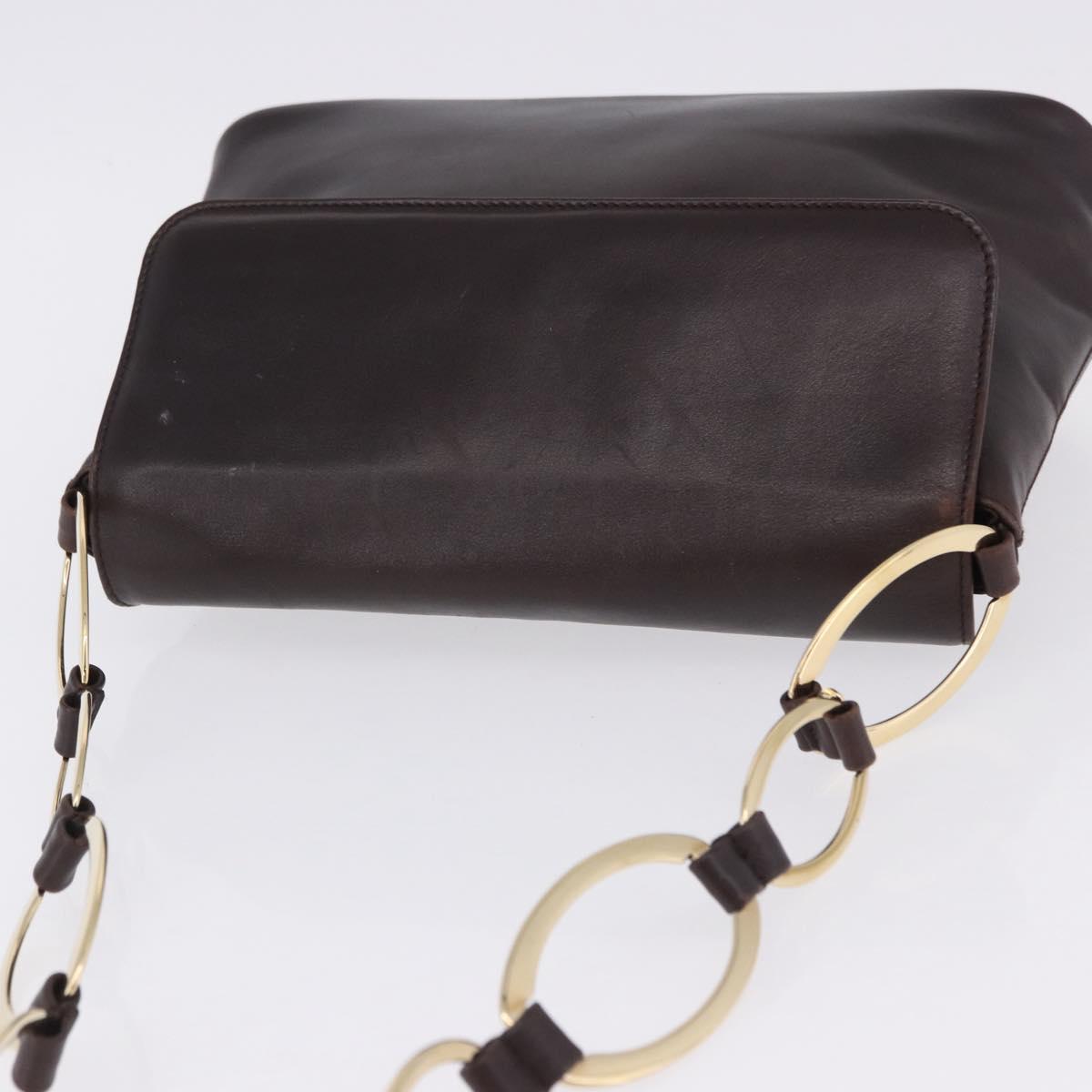 GUCCI Shoulder Bag Leather Black Gold 001 3444 1804 Auth ka5785