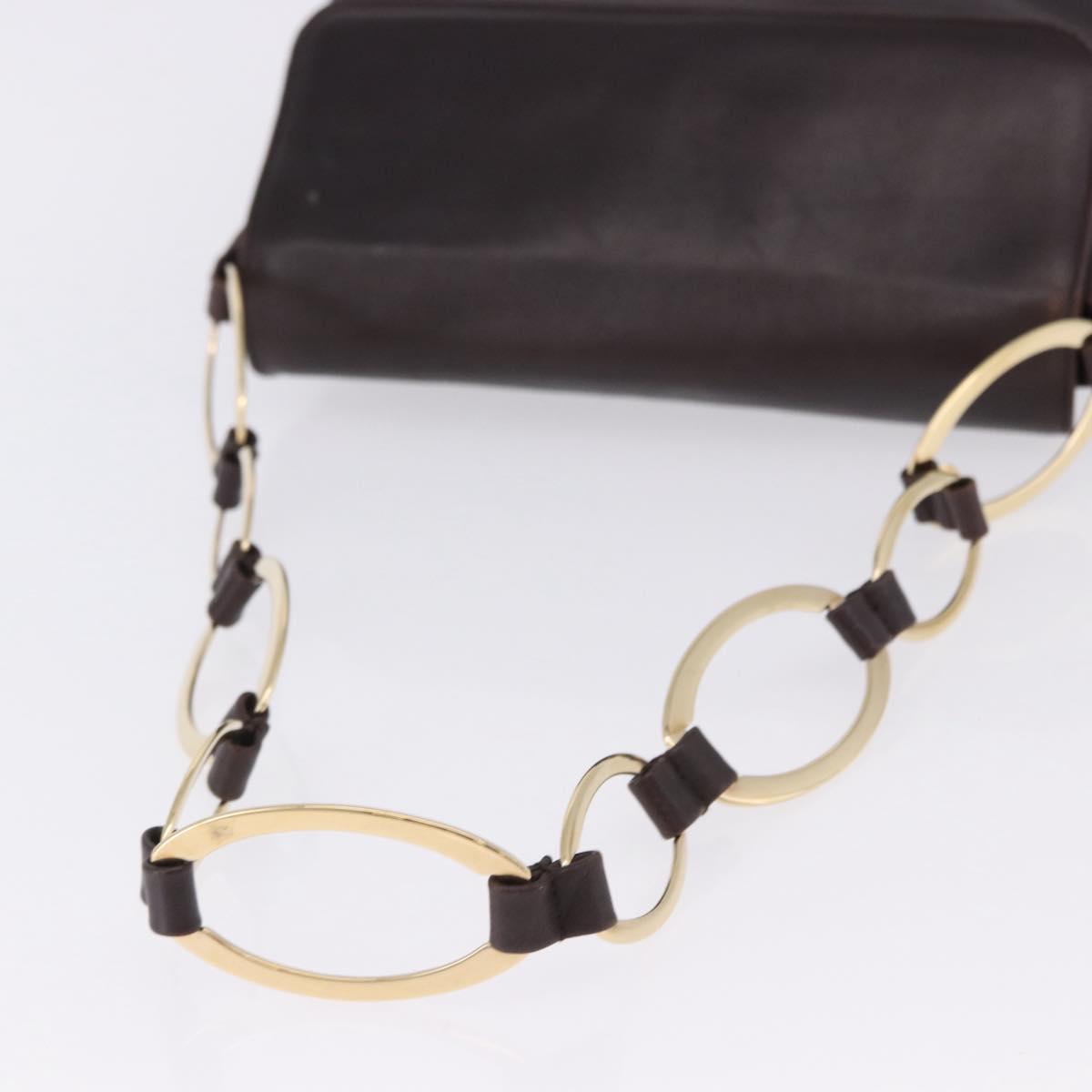 GUCCI Shoulder Bag Leather Black Gold 001 3444 1804 Auth ka5785
