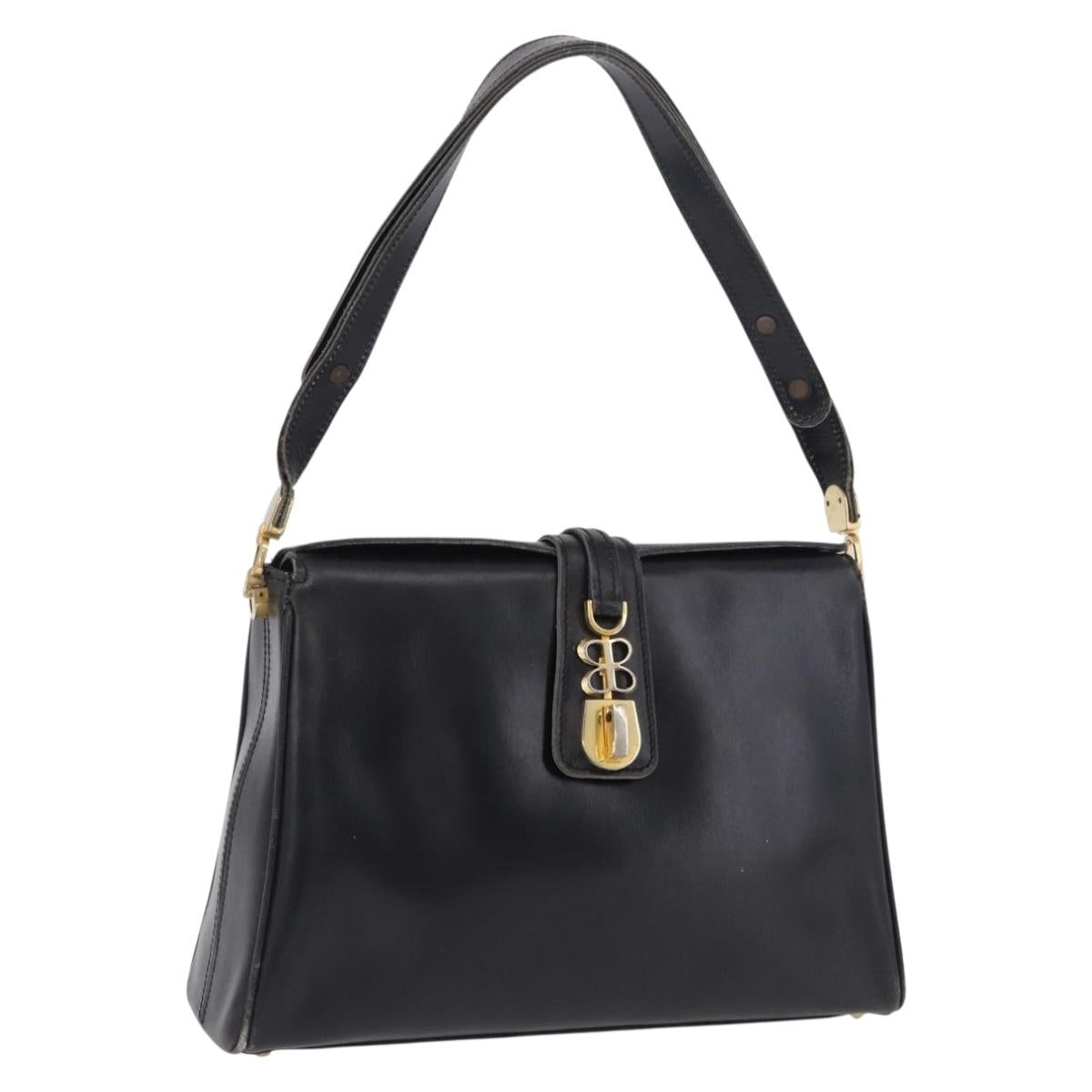 BALENCIAGA Shoulder Bag Leather Black Gold Auth ka5786