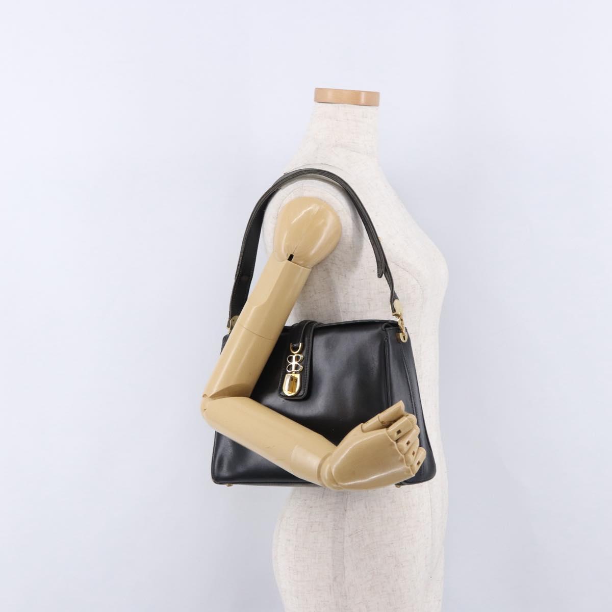 BALENCIAGA Shoulder Bag Leather Black Gold Auth ka5786