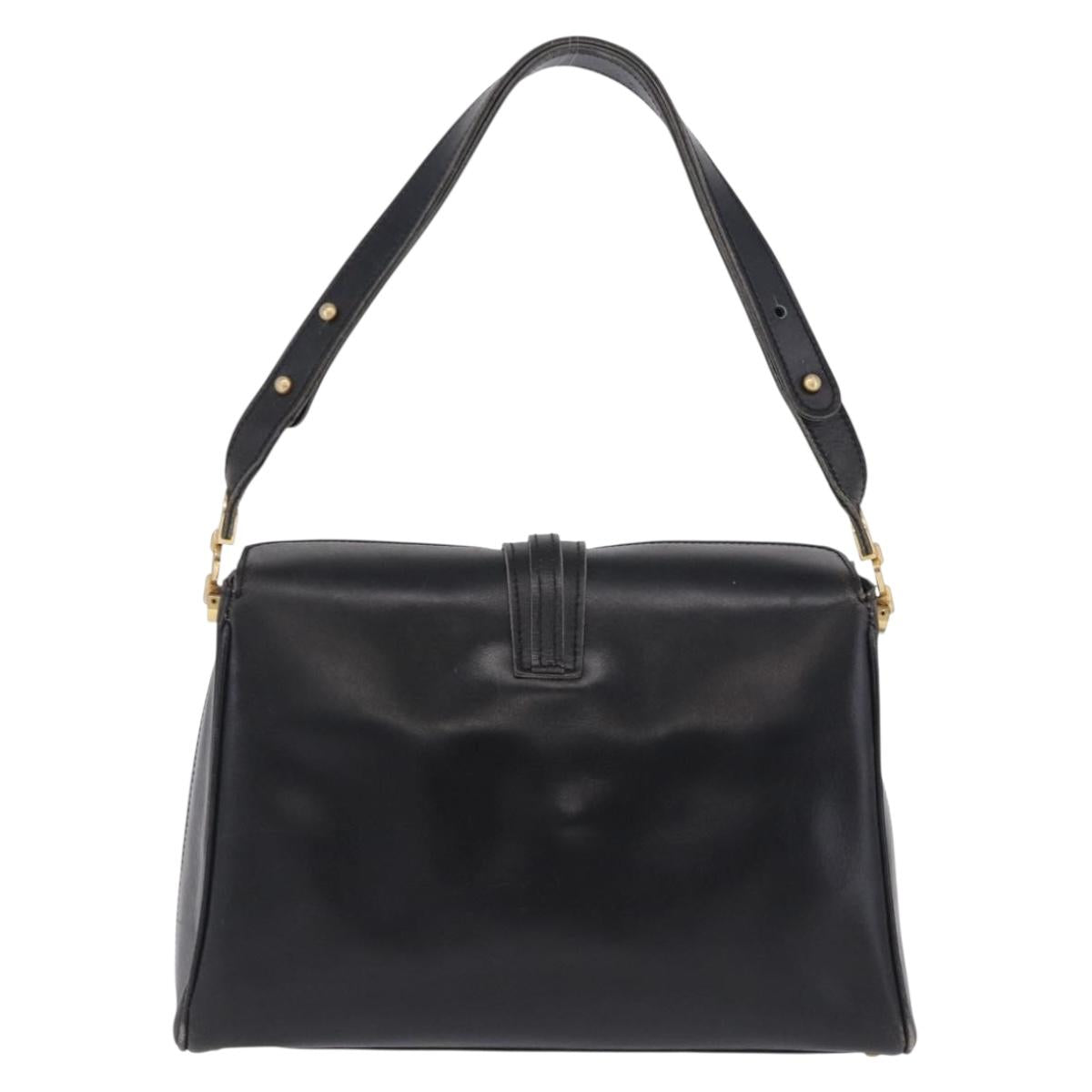 BALENCIAGA Shoulder Bag Leather Black Gold Auth ka5786