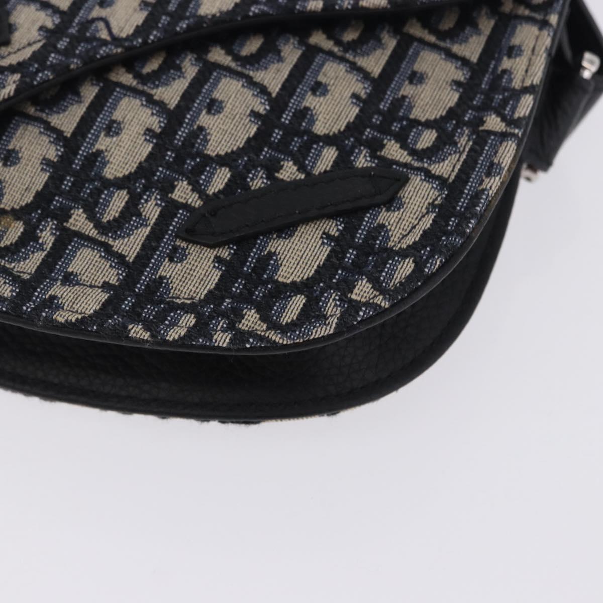 Christian Dior Trotter Canvas Saddle Oblique Jacquard Bag Navy Auth ka5789M