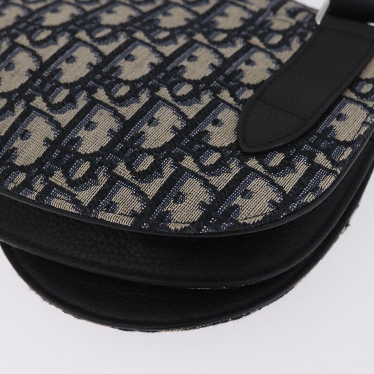 Christian Dior Trotter Canvas Saddle Oblique Jacquard Bag Navy Auth ka5789M