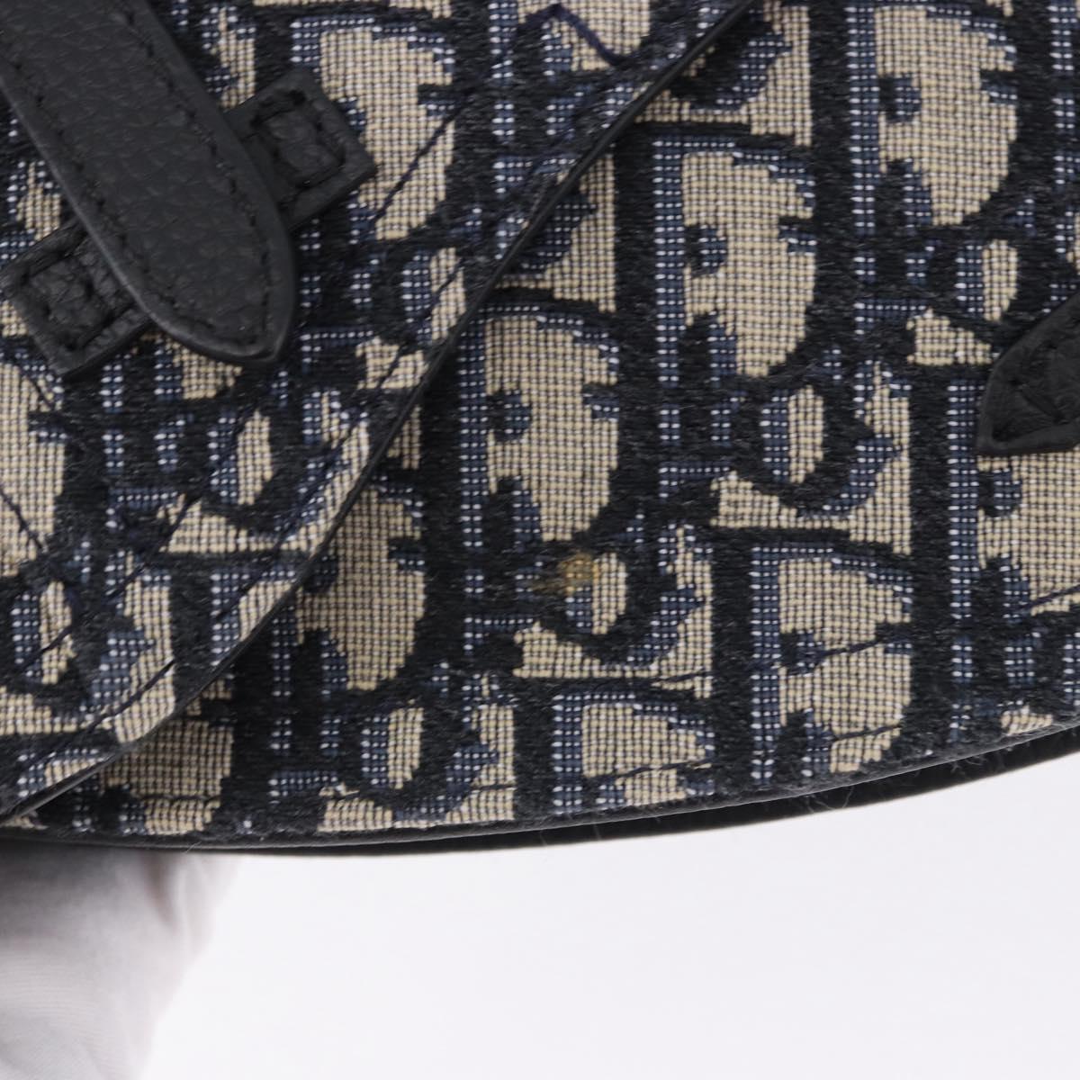 Christian Dior Trotter Canvas Saddle Oblique Jacquard Bag Navy Auth ka5789M