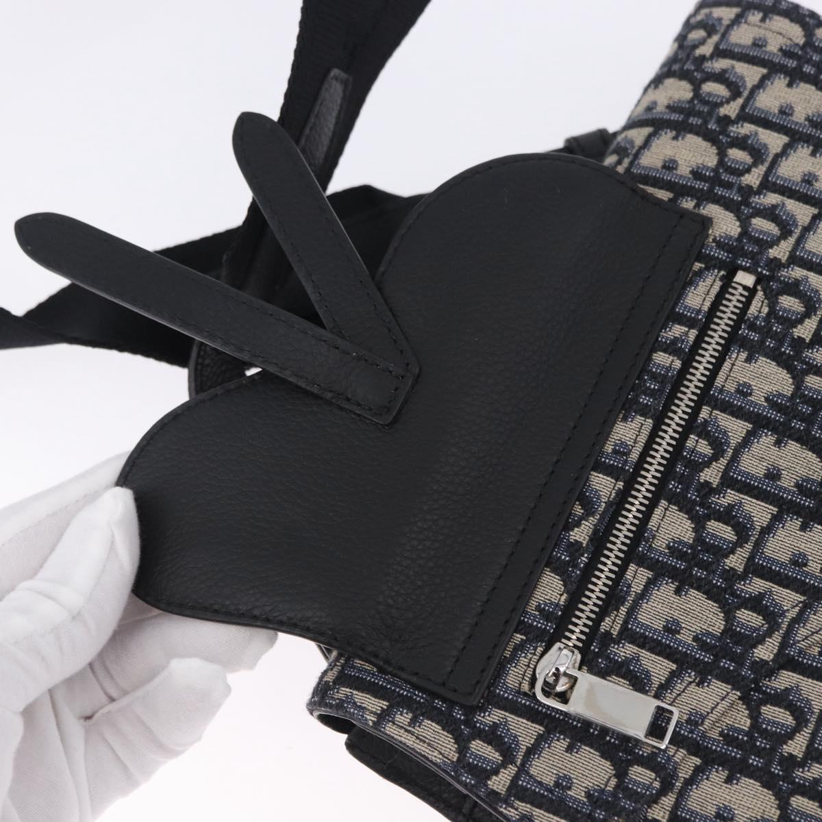 Christian Dior Trotter Canvas Saddle Oblique Jacquard Bag Navy Auth ka5789M