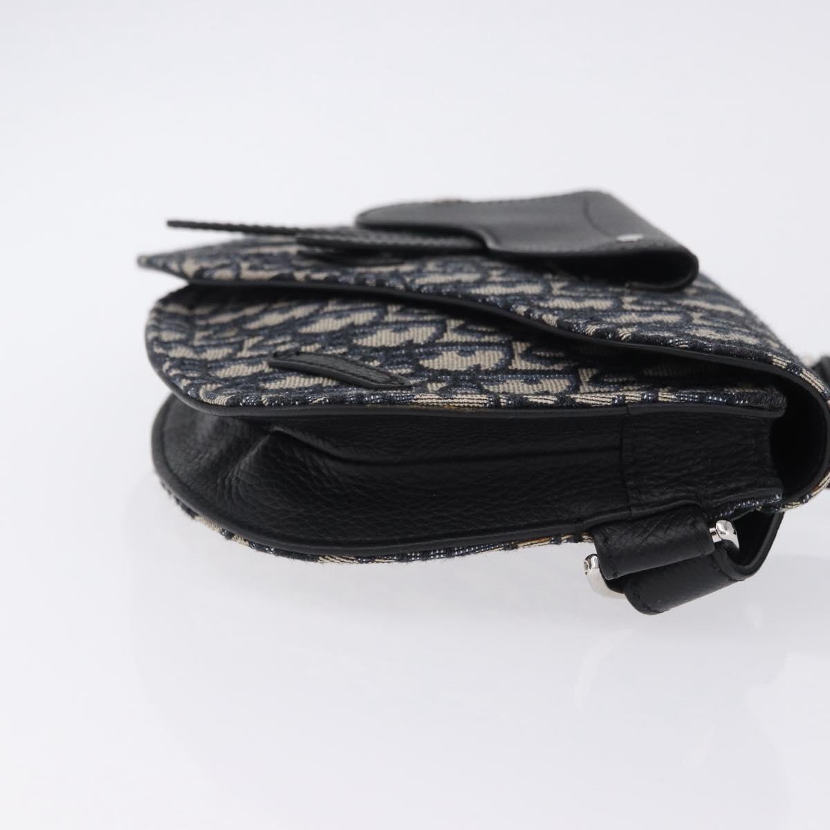 Christian Dior Trotter Canvas Saddle Oblique Jacquard Bag Navy Auth ka5789M