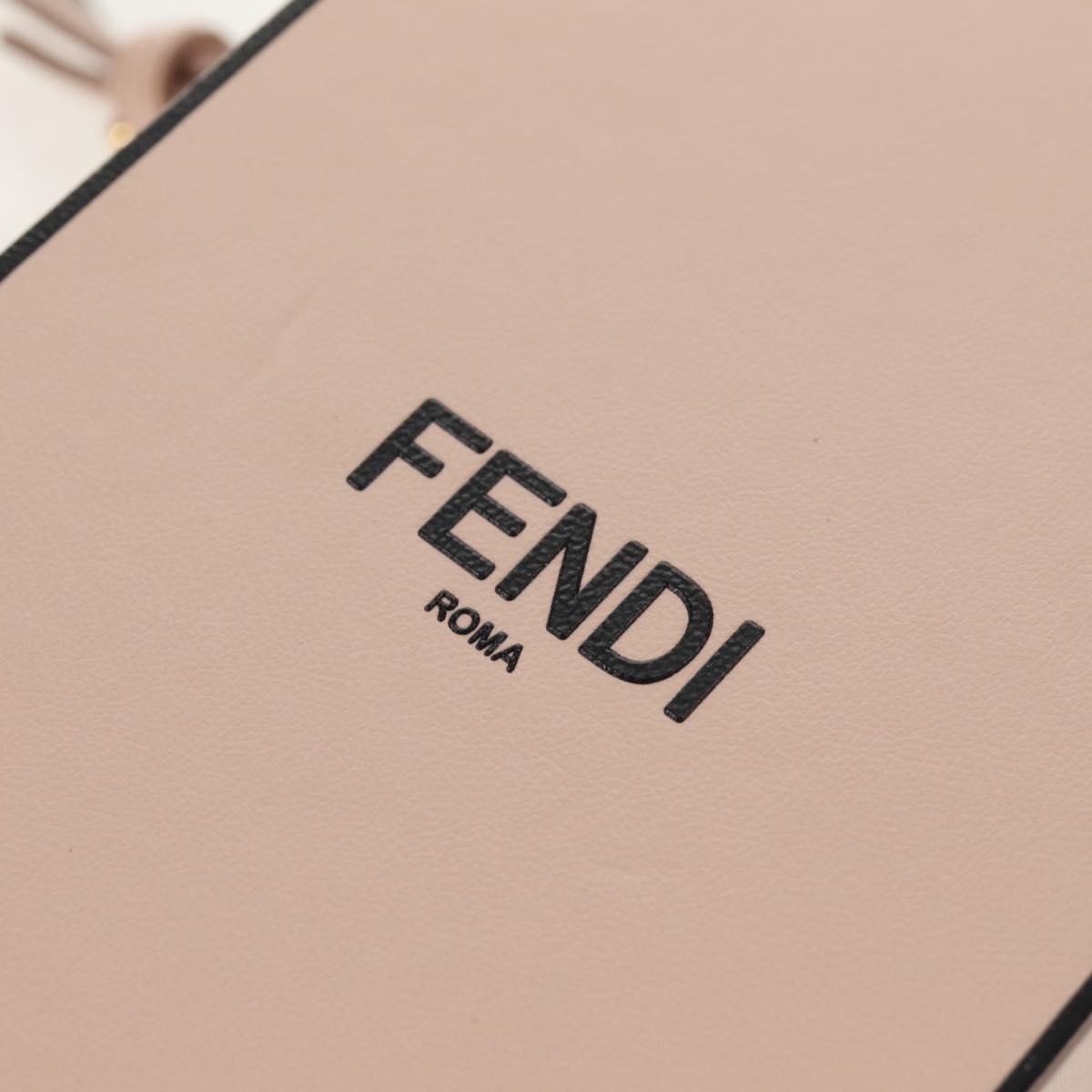 FENDI Shoulder Bag Leather Beige Gold Auth ka578M