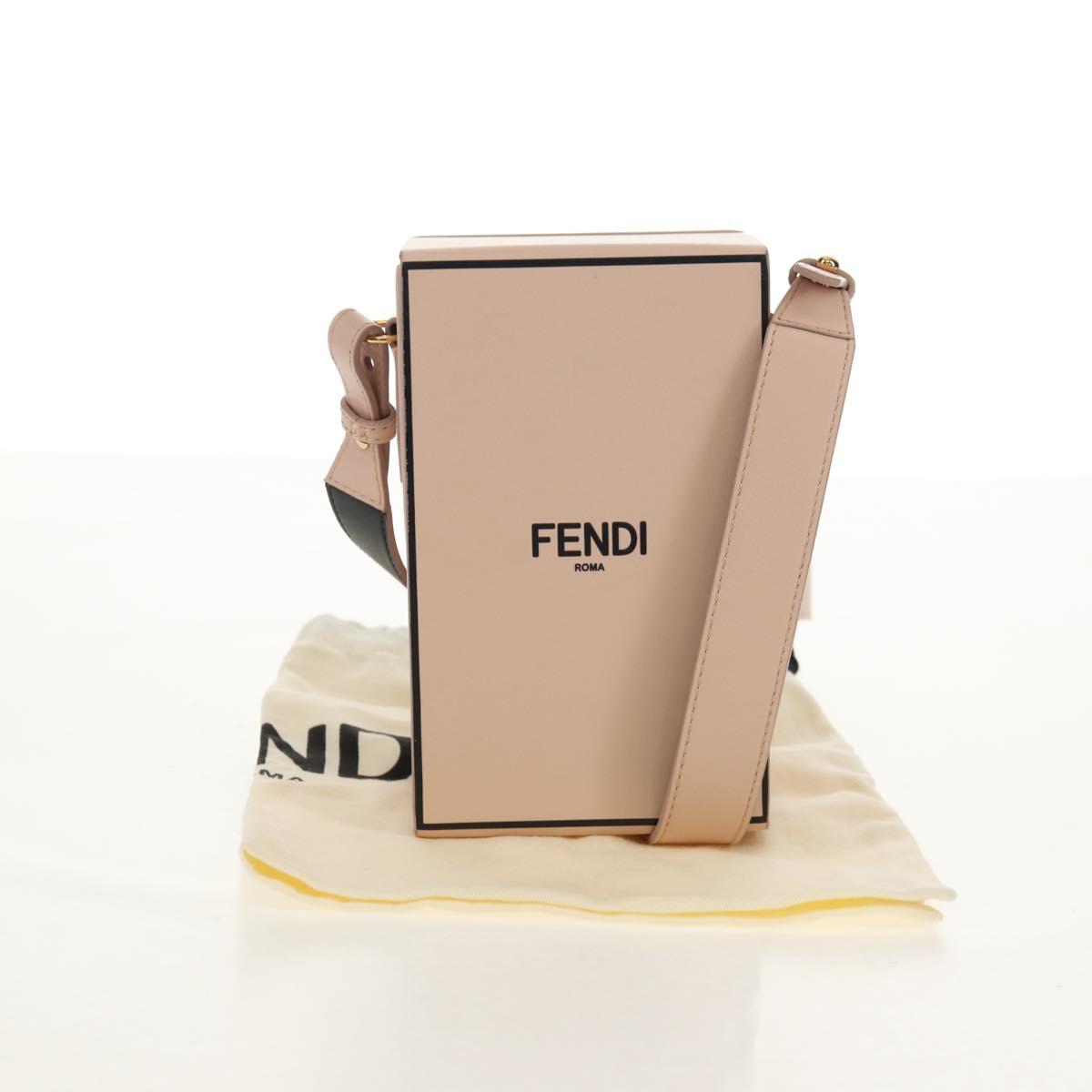 FENDI Shoulder Bag Leather Beige Gold Auth ka578M
