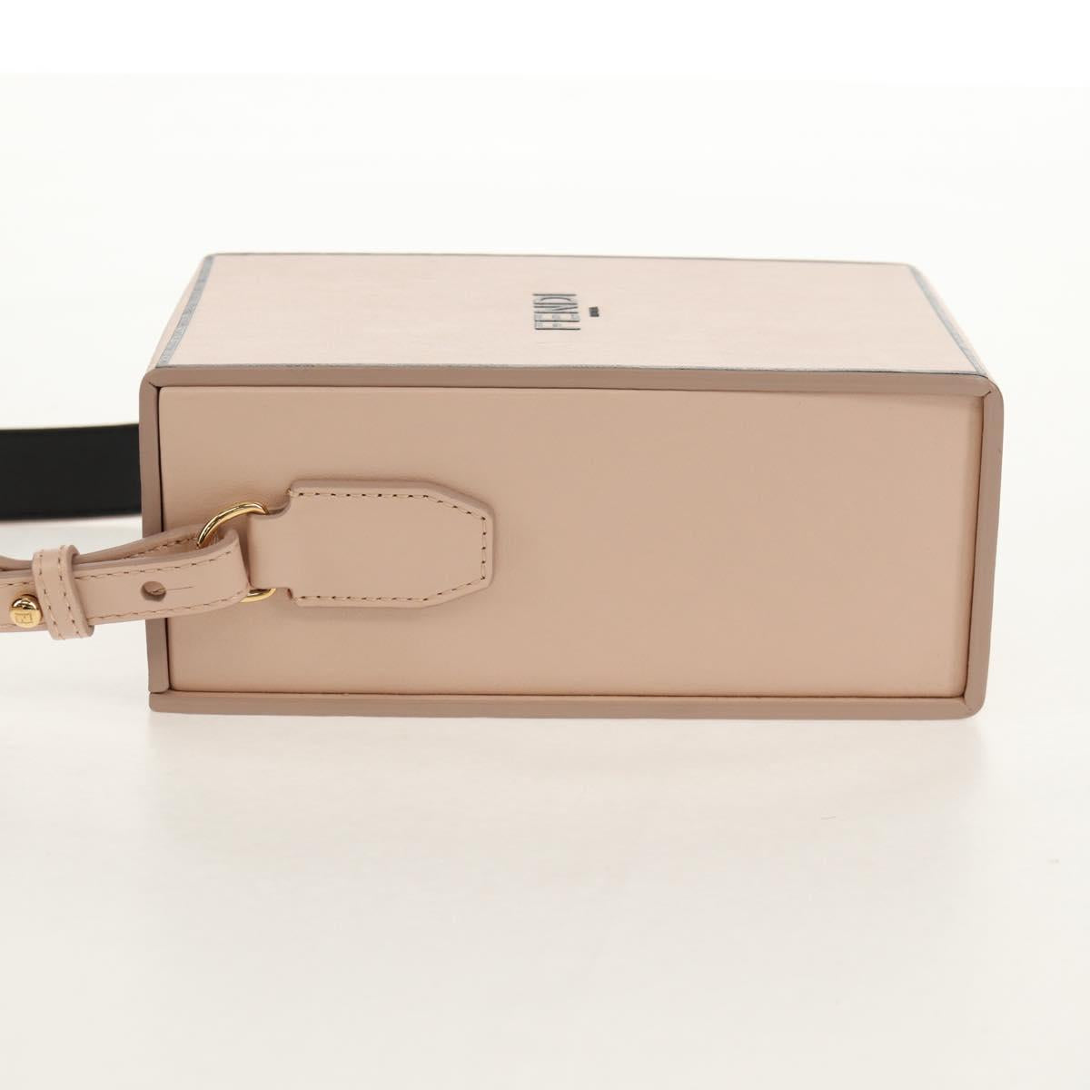 FENDI Shoulder Bag Leather Beige Gold Auth ka578M