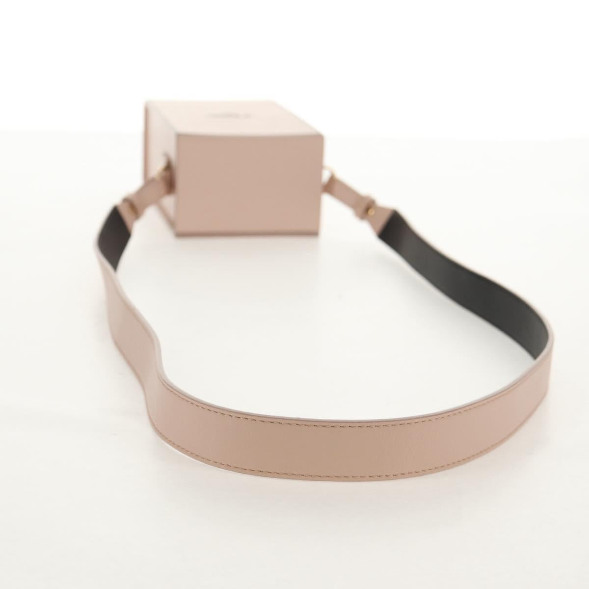 FENDI Shoulder Bag Leather Beige Gold Auth ka578M