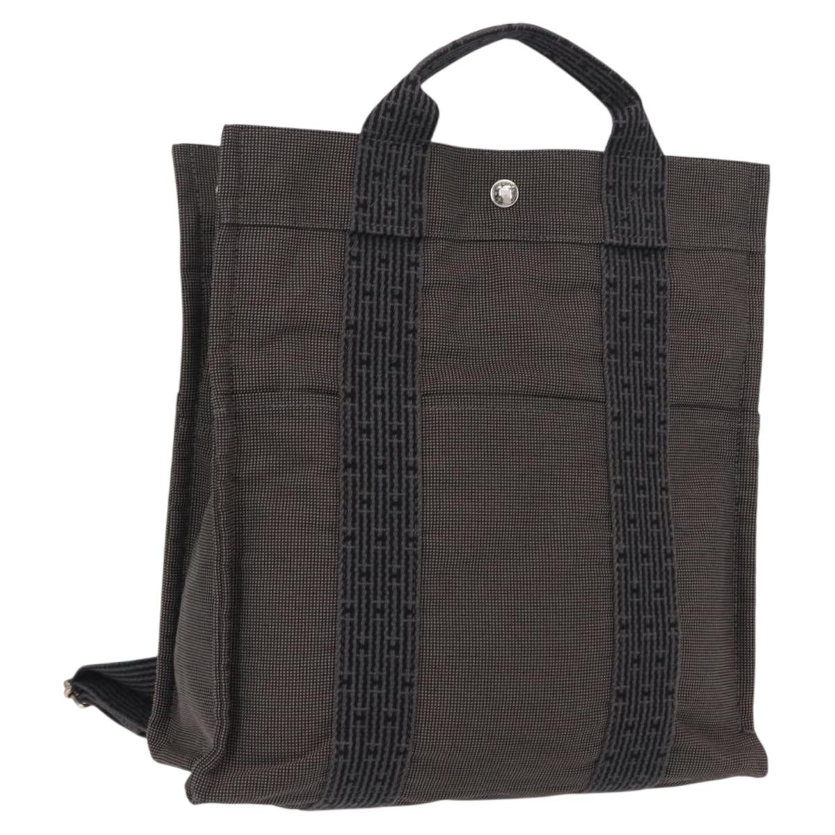 HERMES Her Line A Dos MM Backpack Canvas Gray Silver Auth ka579