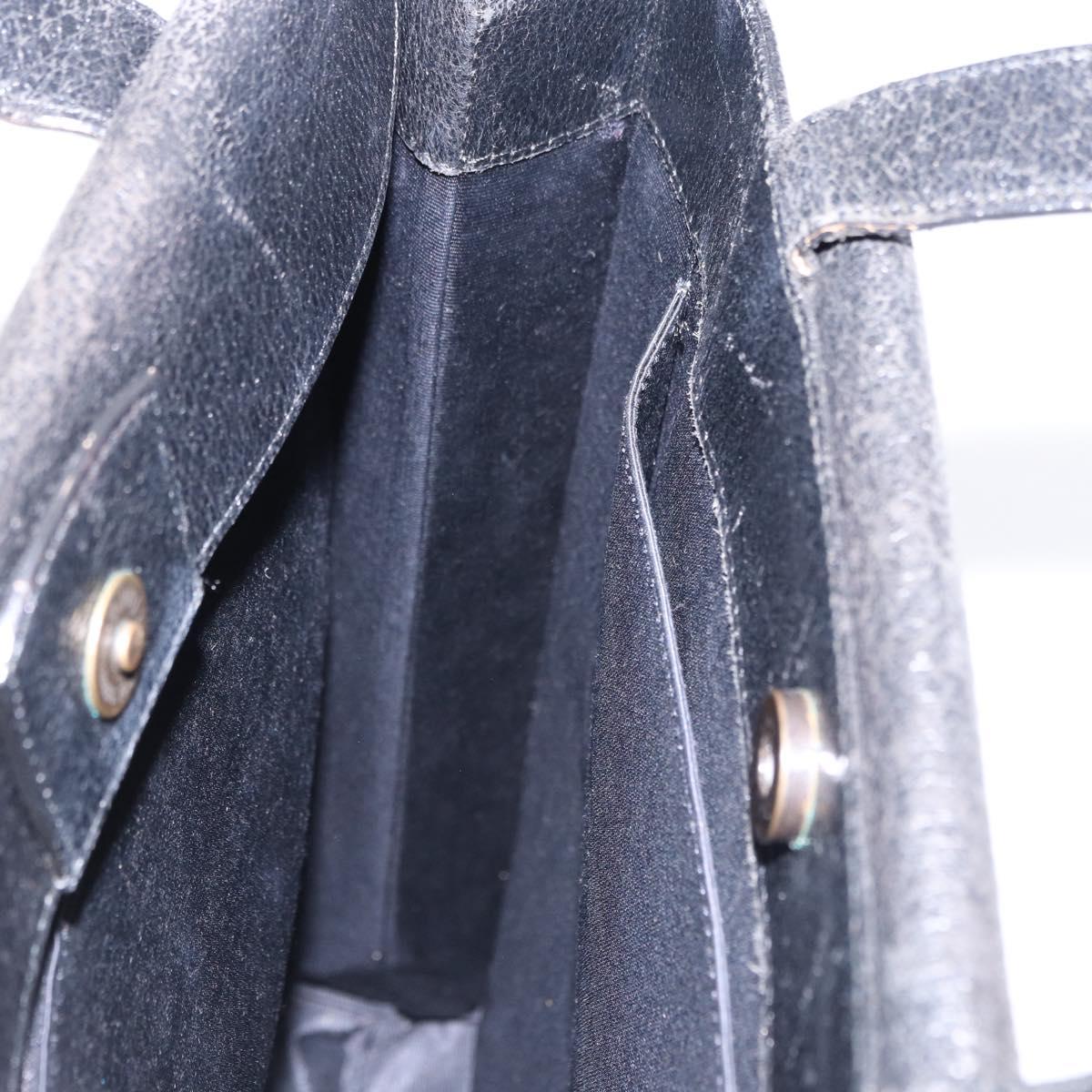 SAINT LAURENT Tote Bag Leather Black Auth ka5791
