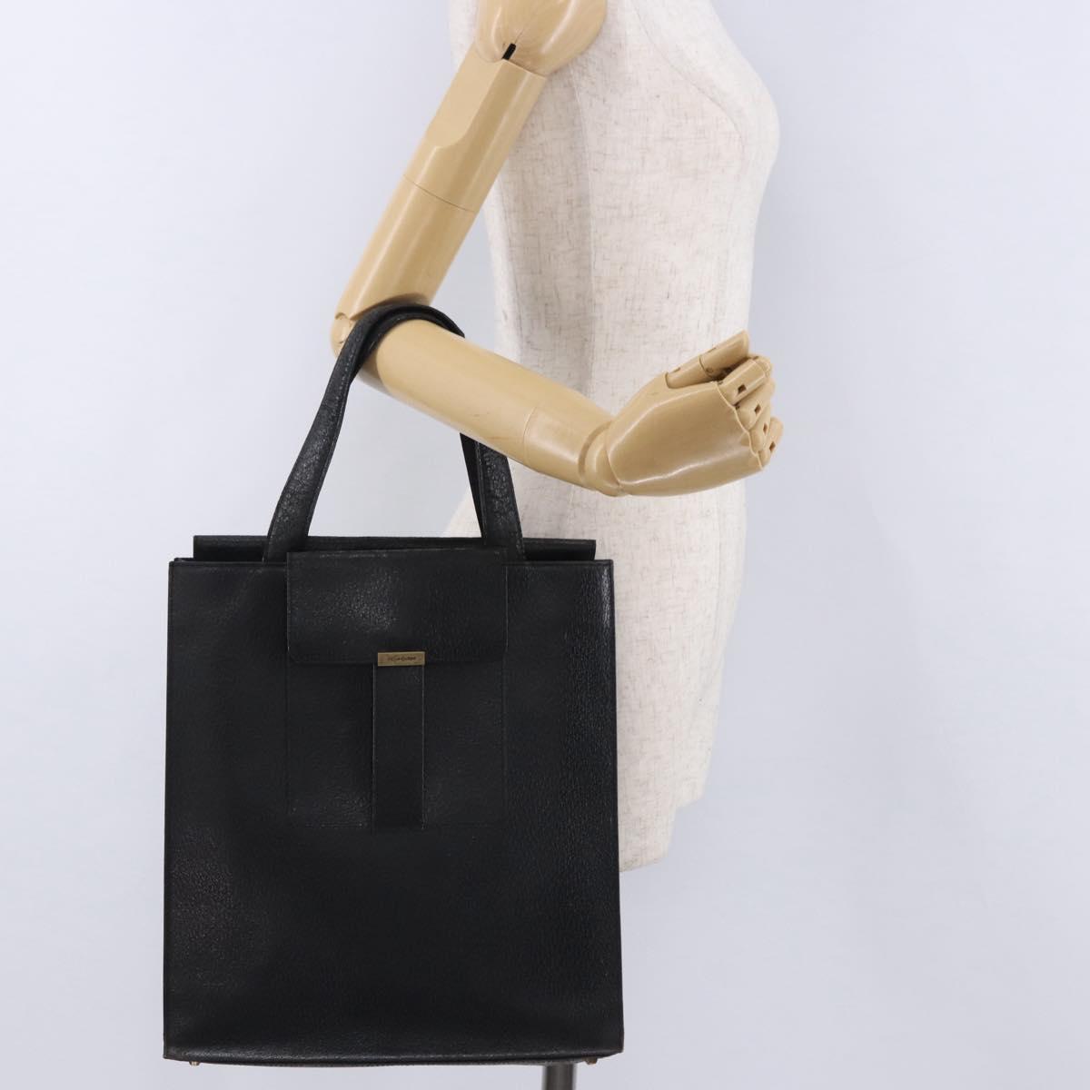 SAINT LAURENT Tote Bag Leather Black Auth ka5791