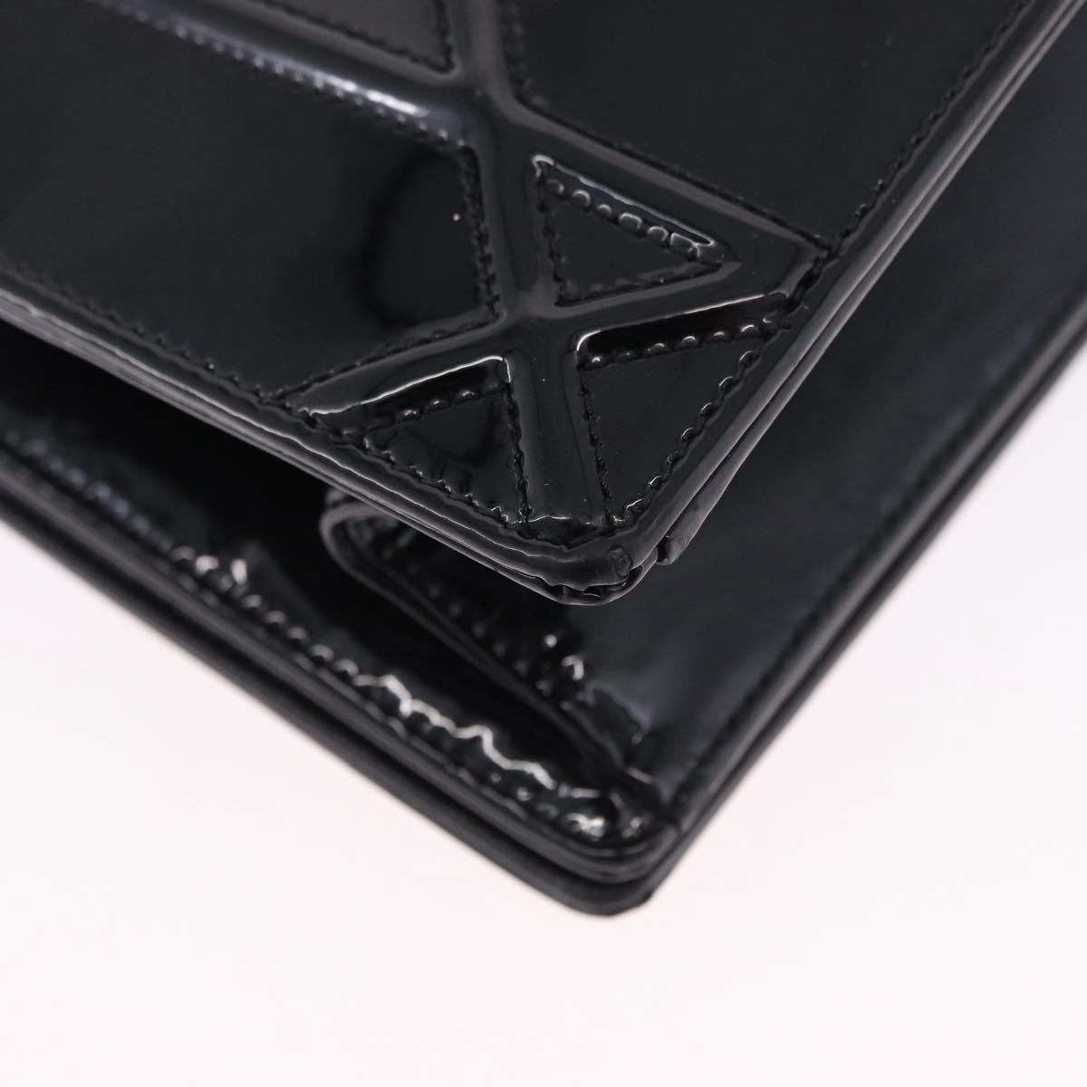 Christian Dior Diorama Chain Bag Patent leather Black Silver Auth ka5792A