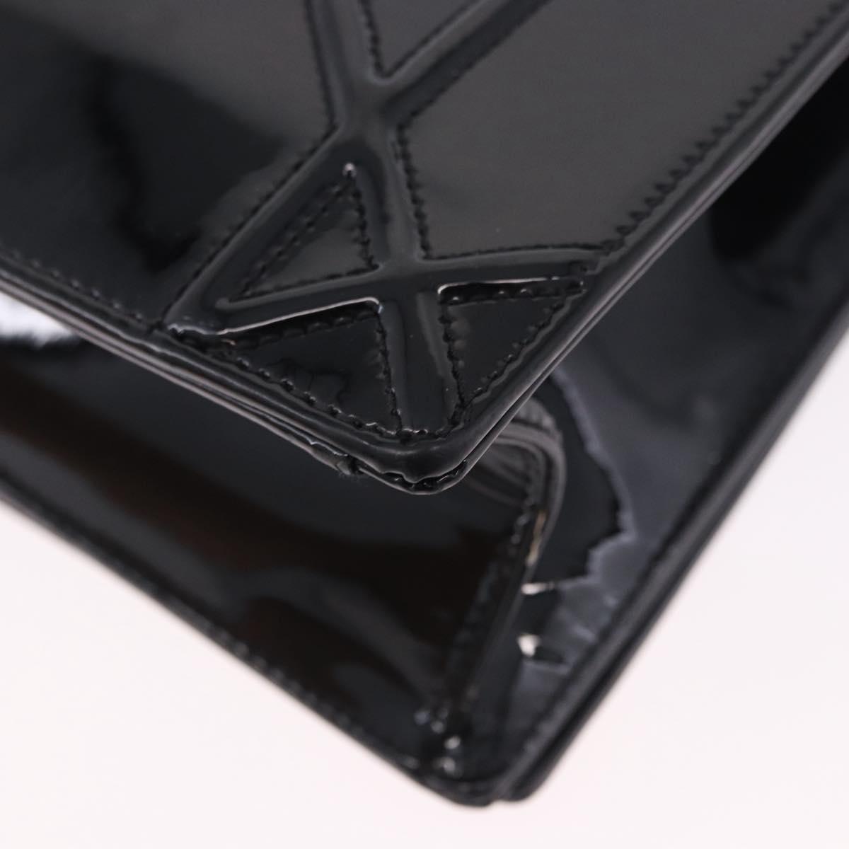 Christian Dior Diorama Chain Bag Patent leather Black Silver Auth ka5792A
