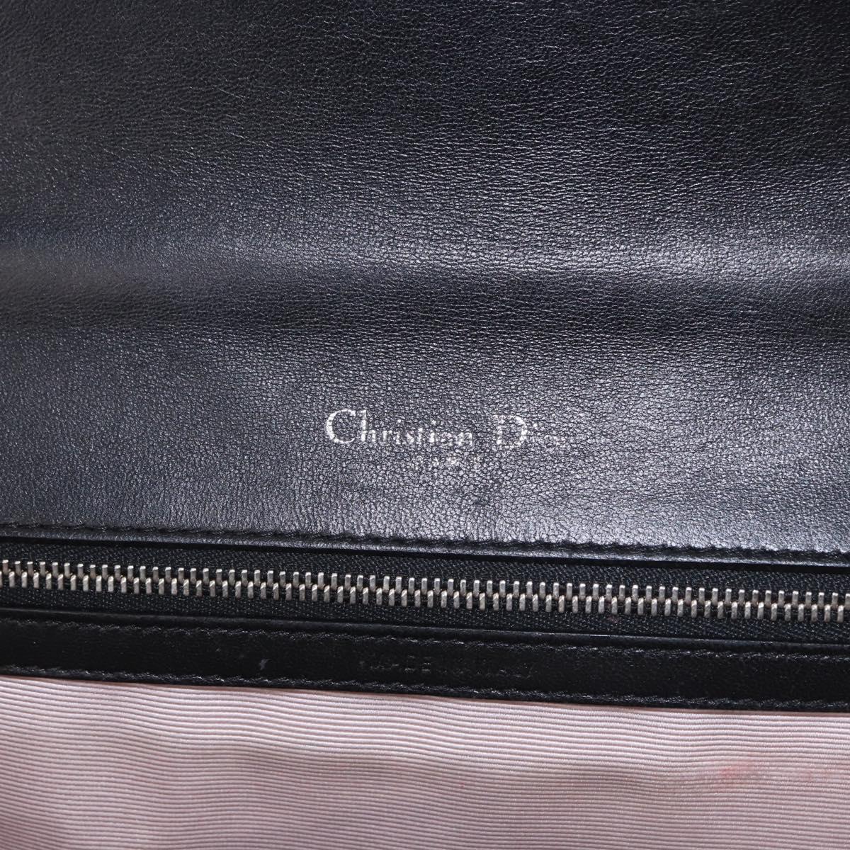 Christian Dior Diorama Chain Bag Patent leather Black Silver Auth ka5792A