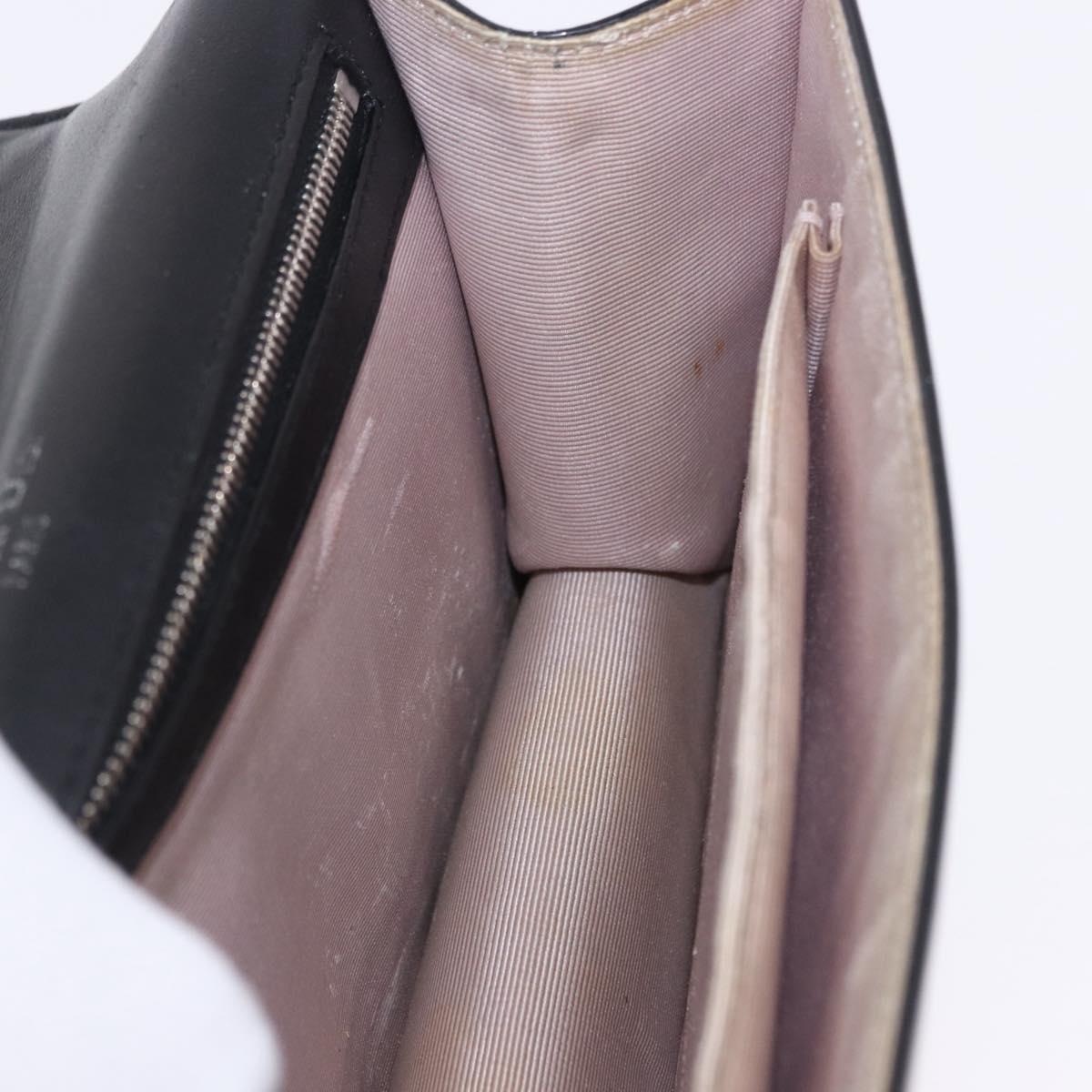 Christian Dior Diorama Chain Bag Patent leather Black Silver Auth ka5792A