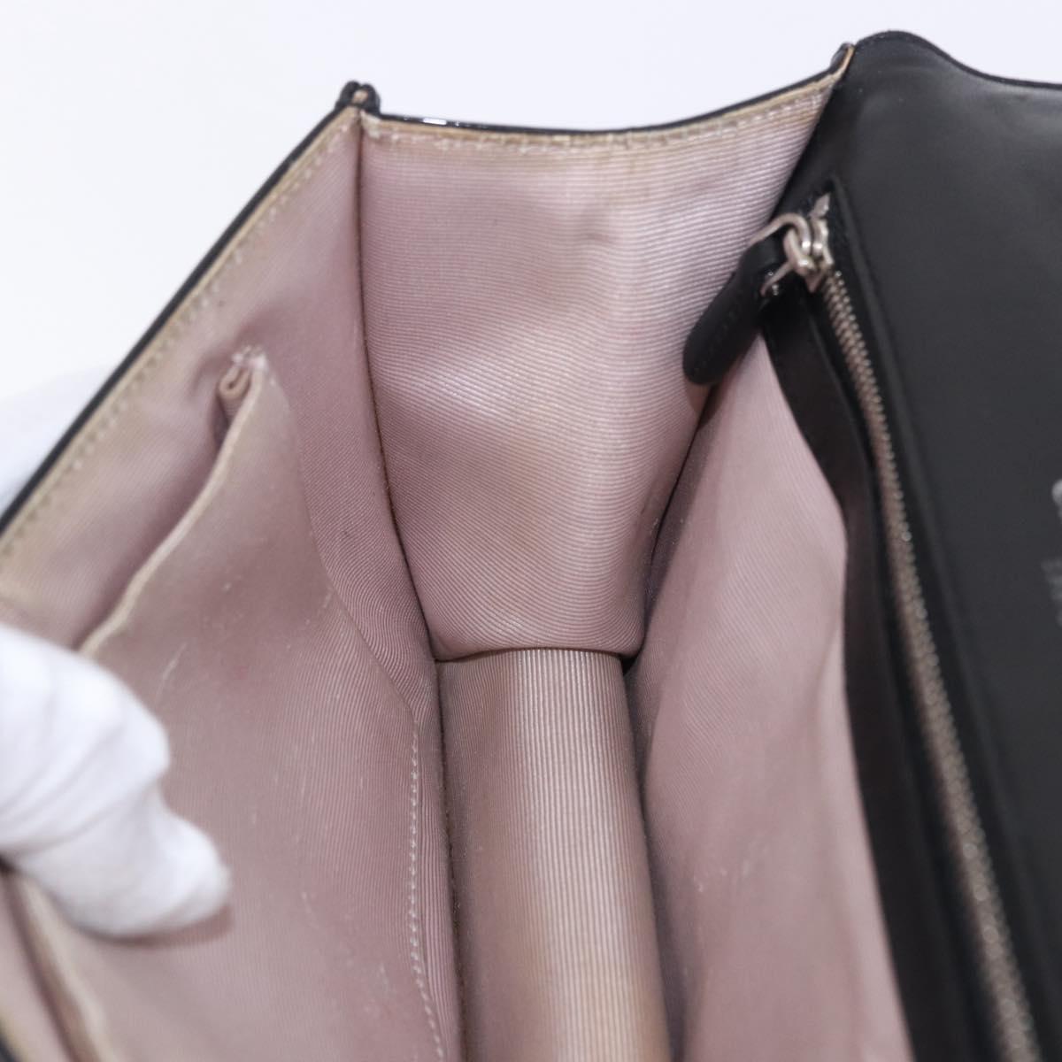 Christian Dior Diorama Chain Bag Patent leather Black Silver Auth ka5792A