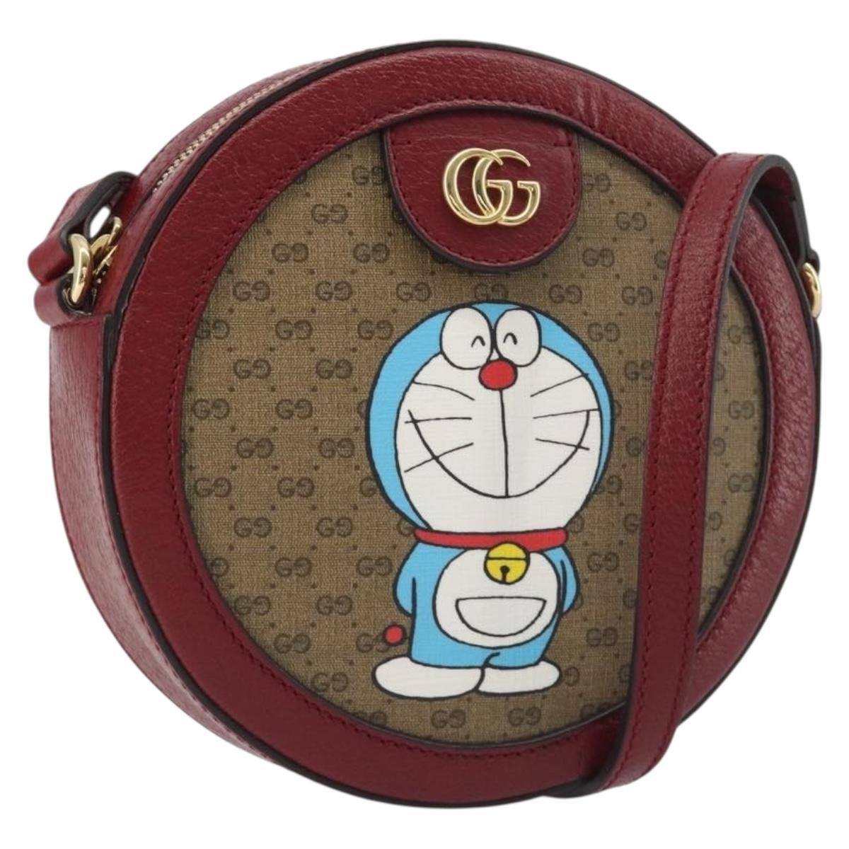 GUCCI Micro GG Supreme Doraemon Collaboration Bag PVC Beige 625216 Auth ka5794M