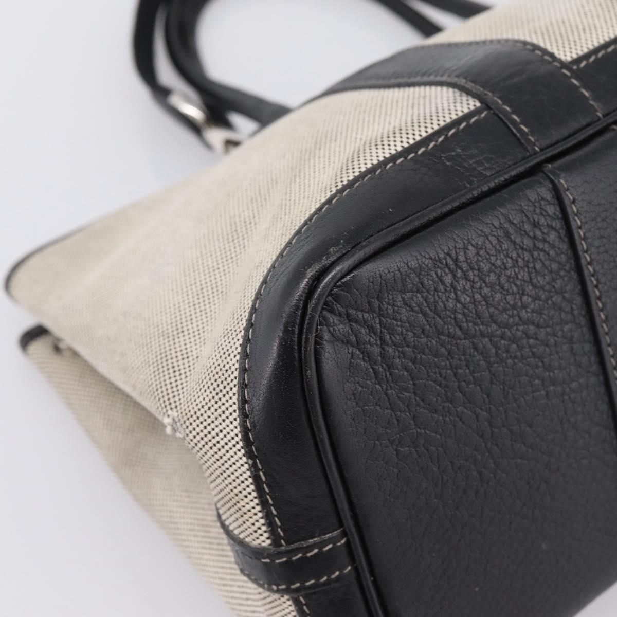 HERMES Garden Party PM Hand Bag Canvas 2way Gray Silver Auth ka5795