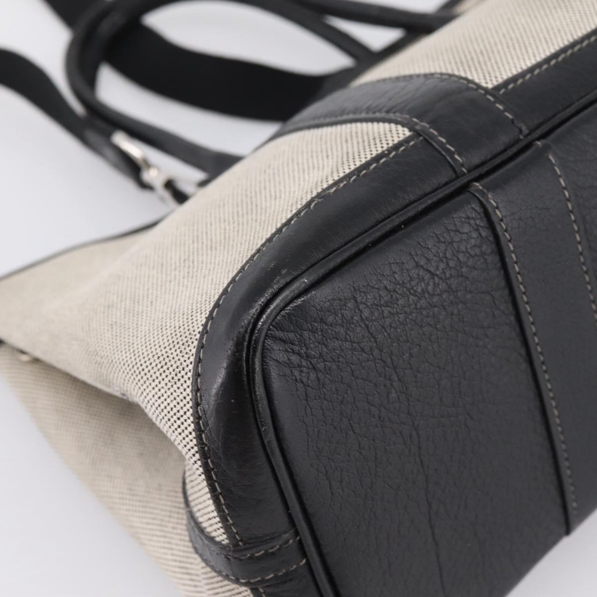 HERMES Garden Party PM Hand Bag Canvas 2way Gray Silver Auth ka5795