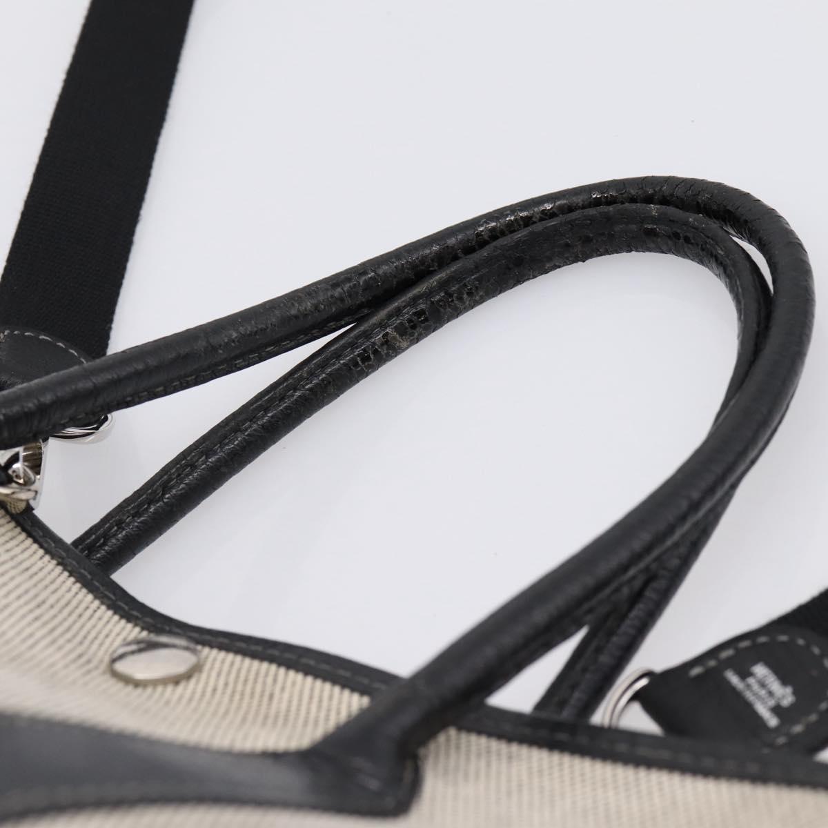 HERMES Garden Party PM Hand Bag Canvas 2way Gray Silver Auth ka5795