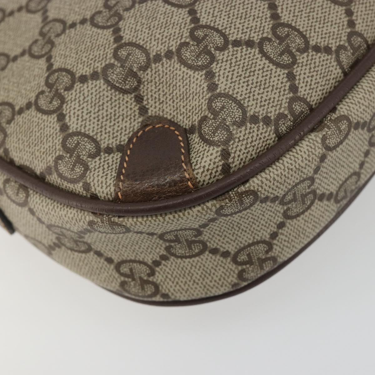 GUCCI GG Supreme Web Sherry Line Bag PVC Beige Gold 156 02 066 Auth ka5796