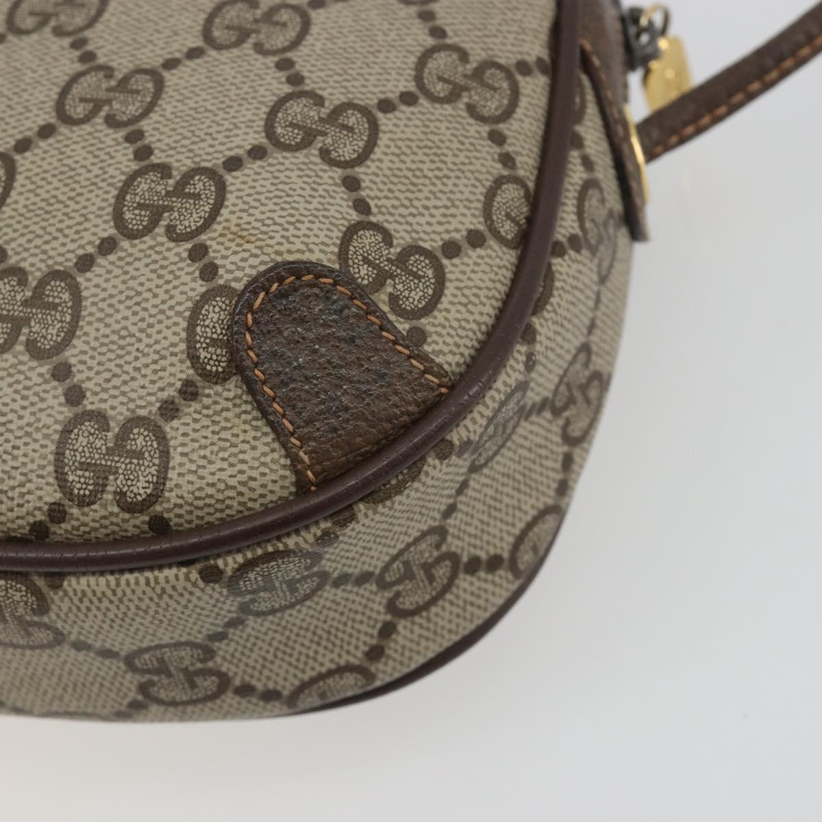 GUCCI GG Supreme Web Sherry Line Bag PVC Beige Gold 156 02 066 Auth ka5796