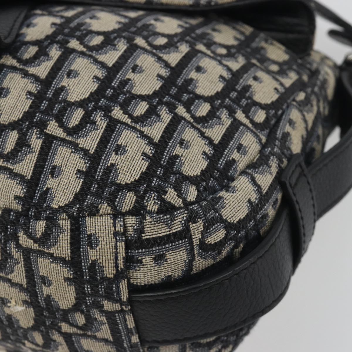 Christian Dior Trotter Canvas Saddle Oblique Jacquard Bag Navy Auth ka5797A