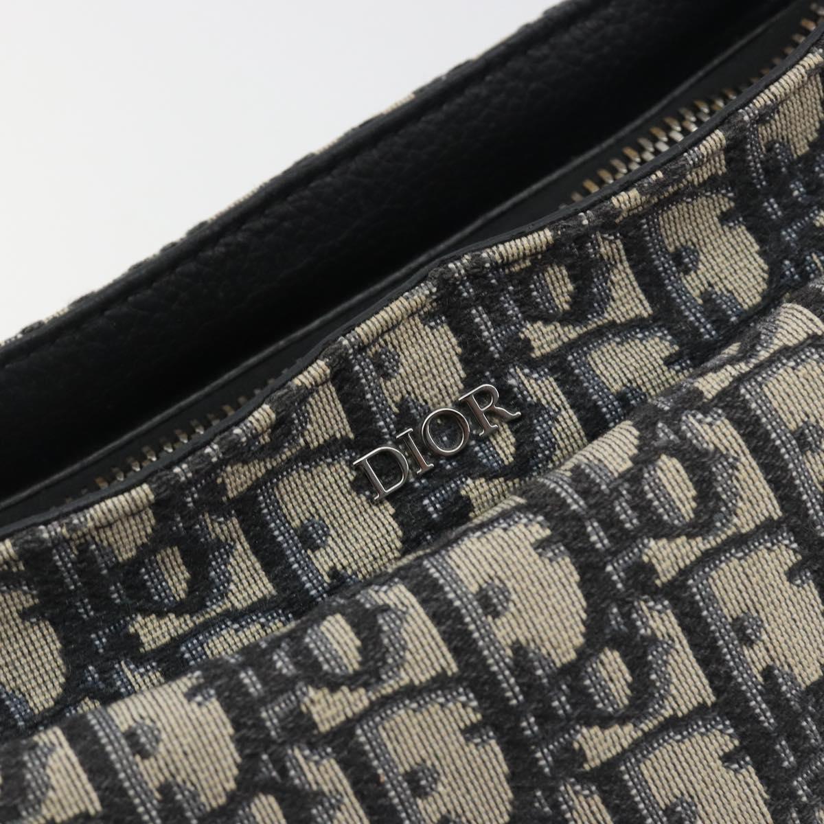 Christian Dior Trotter Canvas Saddle Oblique Jacquard Bag Navy Auth ka5797A