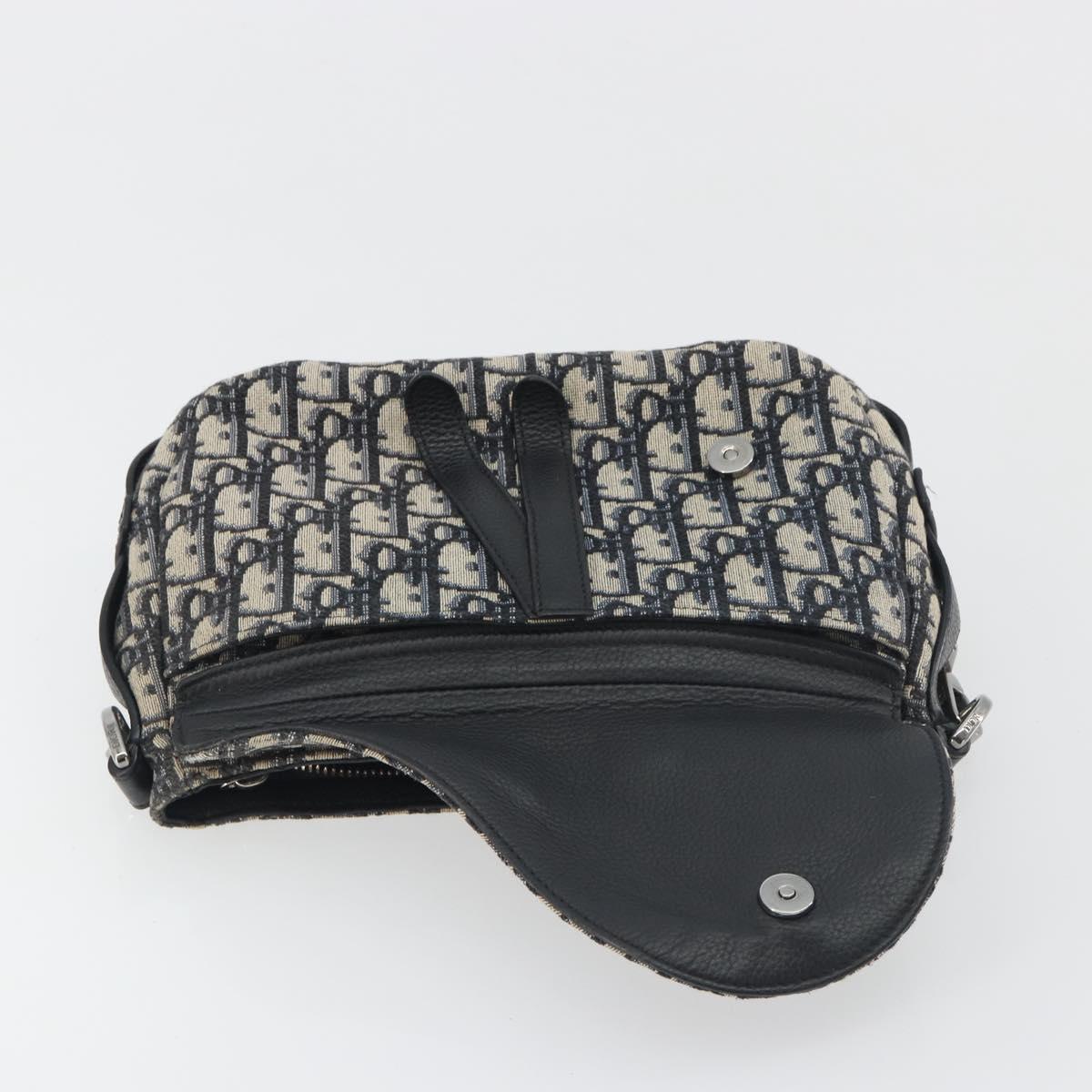 Christian Dior Trotter Canvas Saddle Oblique Jacquard Bag Navy Auth ka5797A
