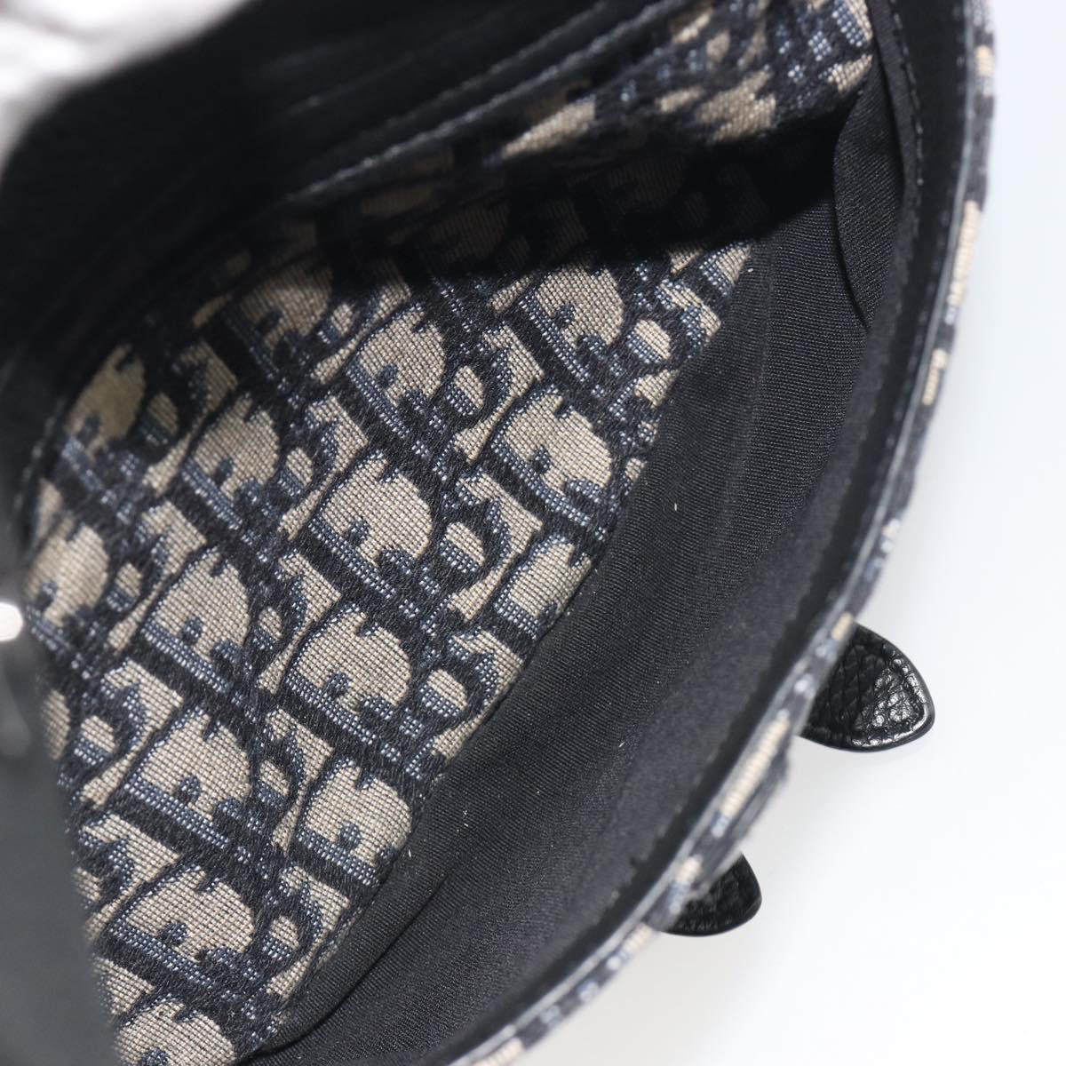 Christian Dior Trotter Canvas Saddle Oblique Jacquard Bag Navy Auth ka5797A