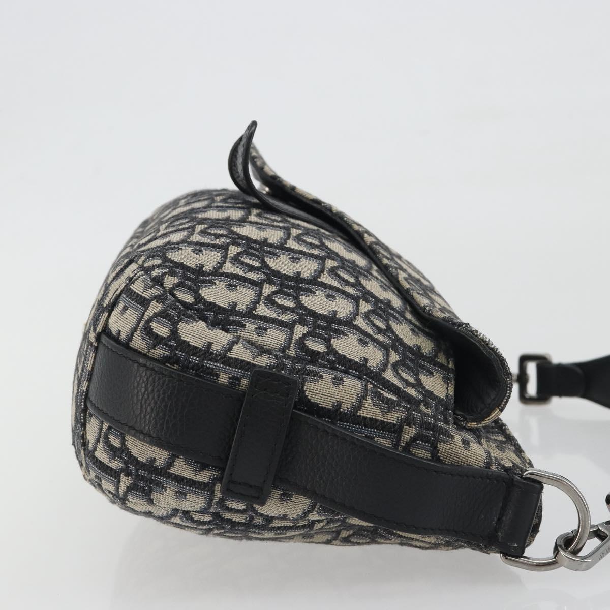 Christian Dior Trotter Canvas Saddle Oblique Jacquard Bag Navy Auth ka5797A