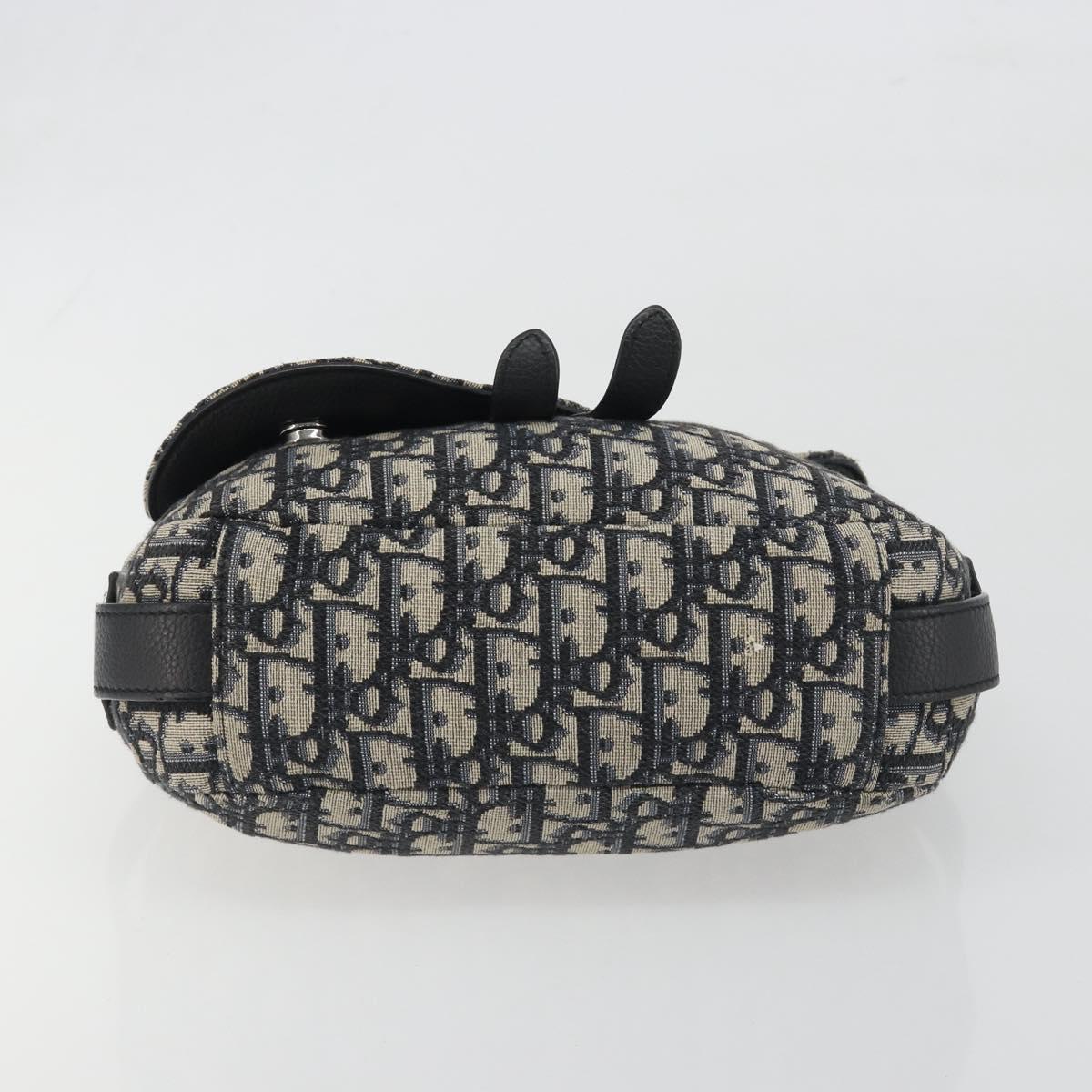 Christian Dior Trotter Canvas Saddle Oblique Jacquard Bag Navy Auth ka5797A