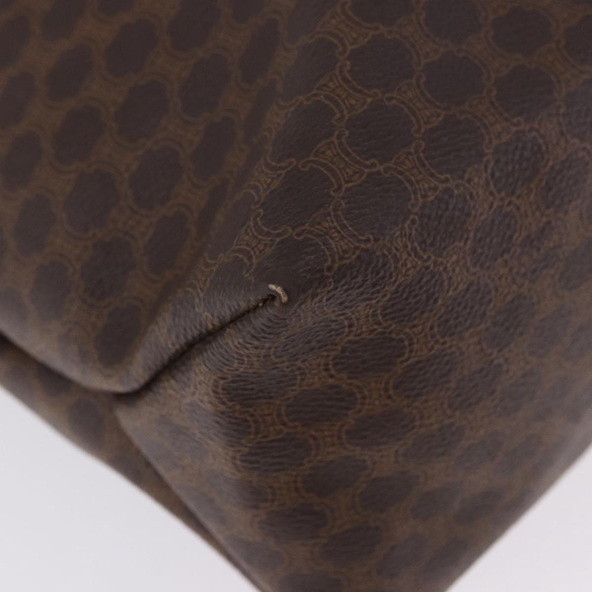 CELINE Macadam Canvas Tote Bag PVC Leather Brown Gold Auth ka5802