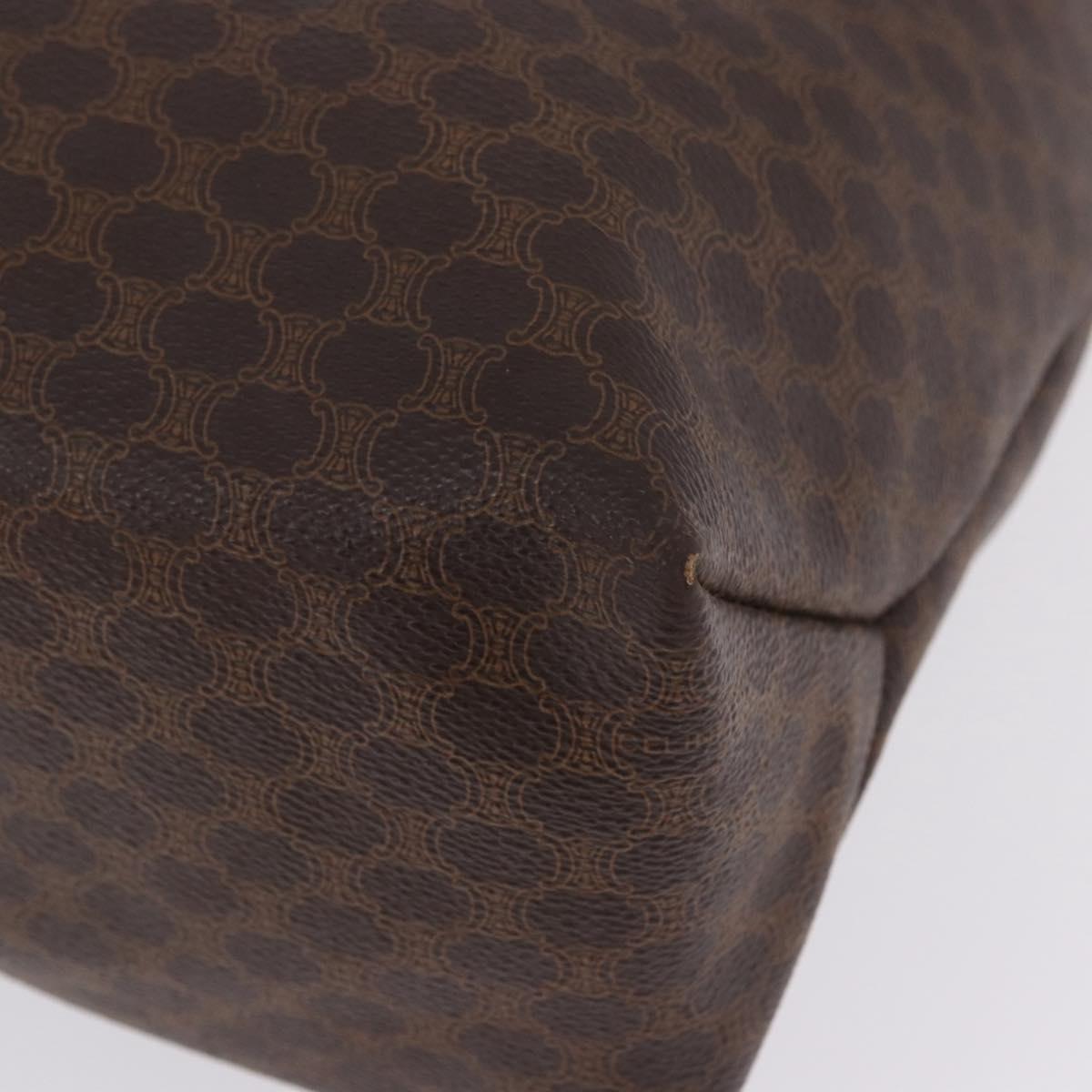 CELINE Macadam Canvas Tote Bag PVC Leather Brown Gold Auth ka5802