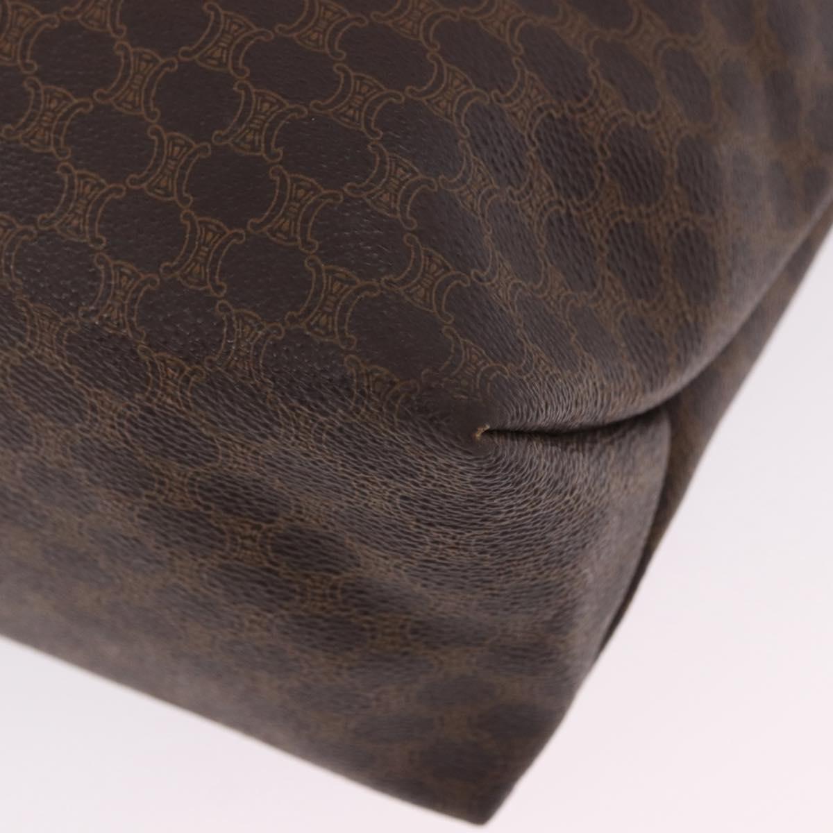 CELINE Macadam Canvas Tote Bag PVC Leather Brown Gold Auth ka5802