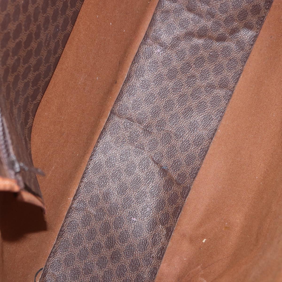 CELINE Macadam Canvas Tote Bag PVC Leather Brown Gold Auth ka5802
