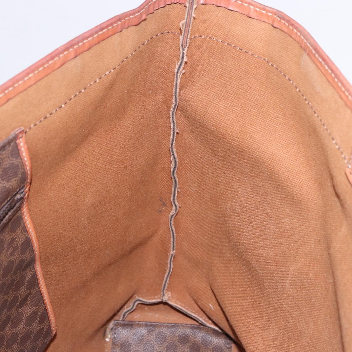 CELINE Macadam Canvas Tote Bag PVC Leather Brown Gold Auth ka5802