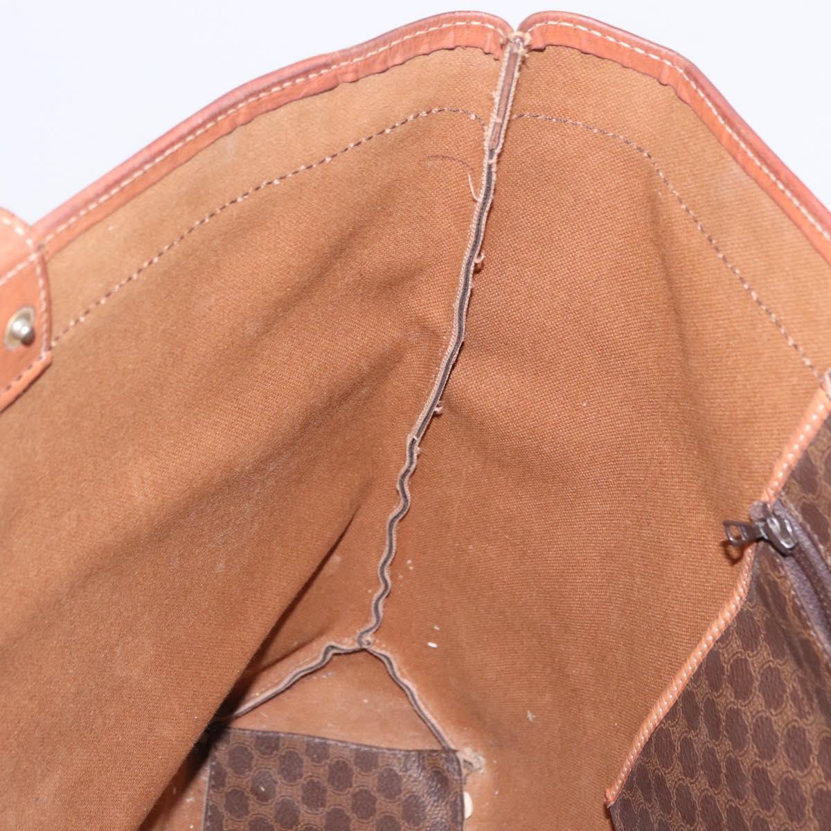CELINE Macadam Canvas Tote Bag PVC Leather Brown Gold Auth ka5802