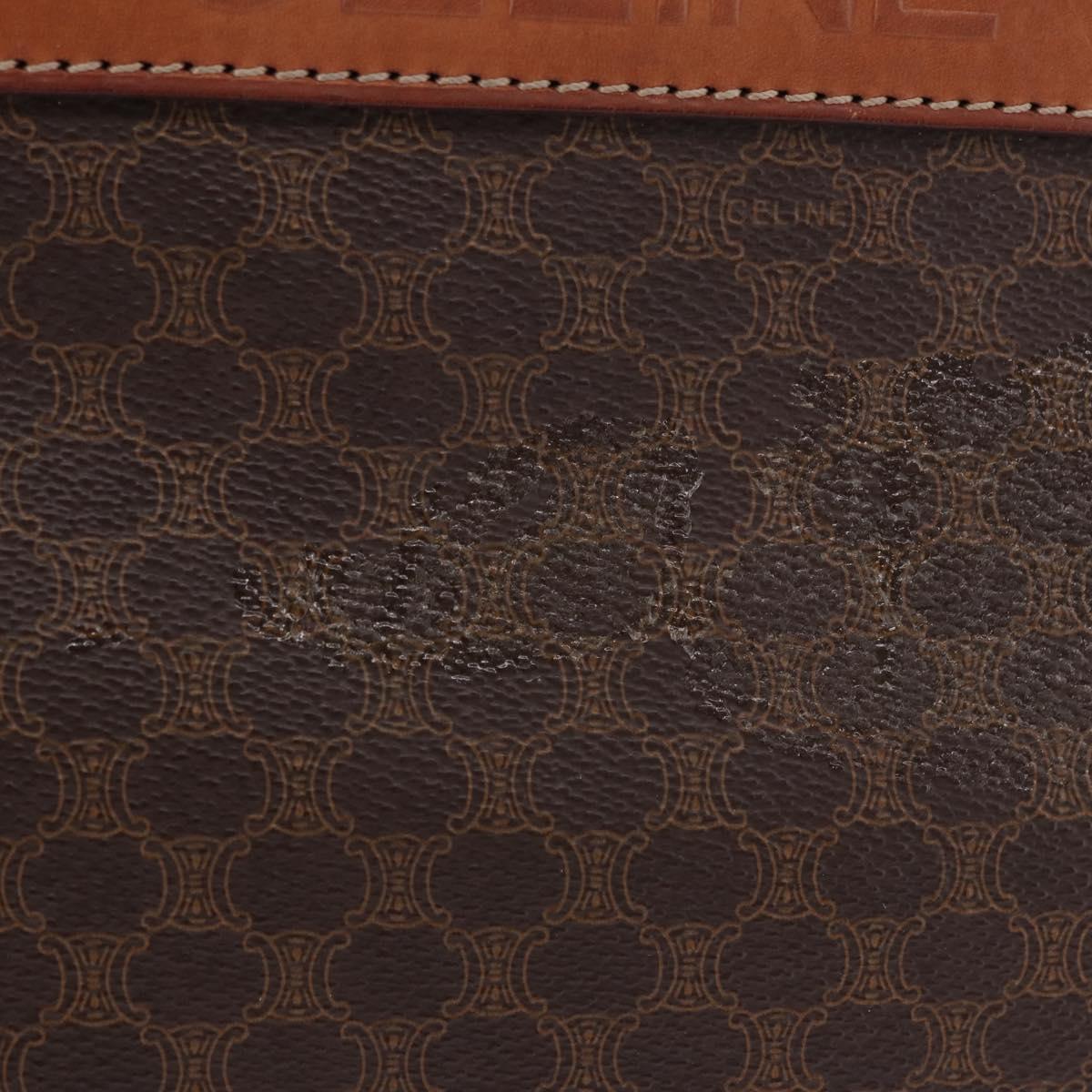 CELINE Macadam Canvas Tote Bag PVC Leather Brown Gold Auth ka5802